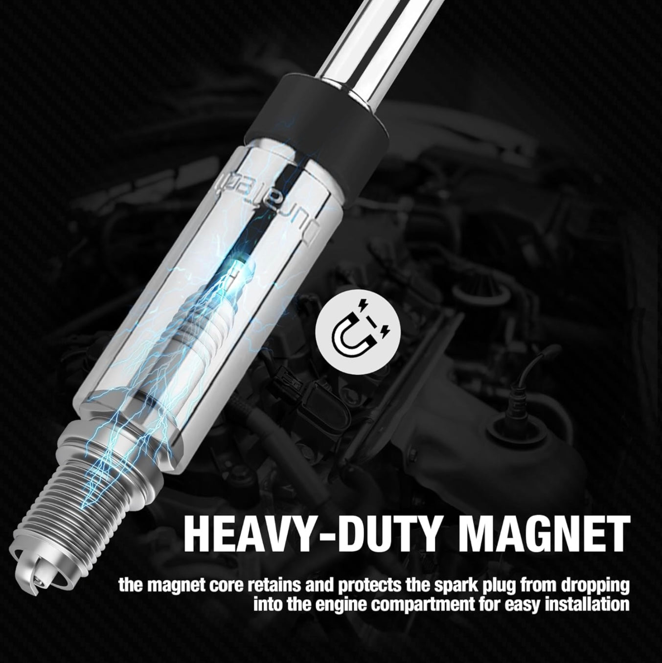 DURATECH 11” 5/8" Swivel Magnetic Spark Plug Socket, 3/8" Drive