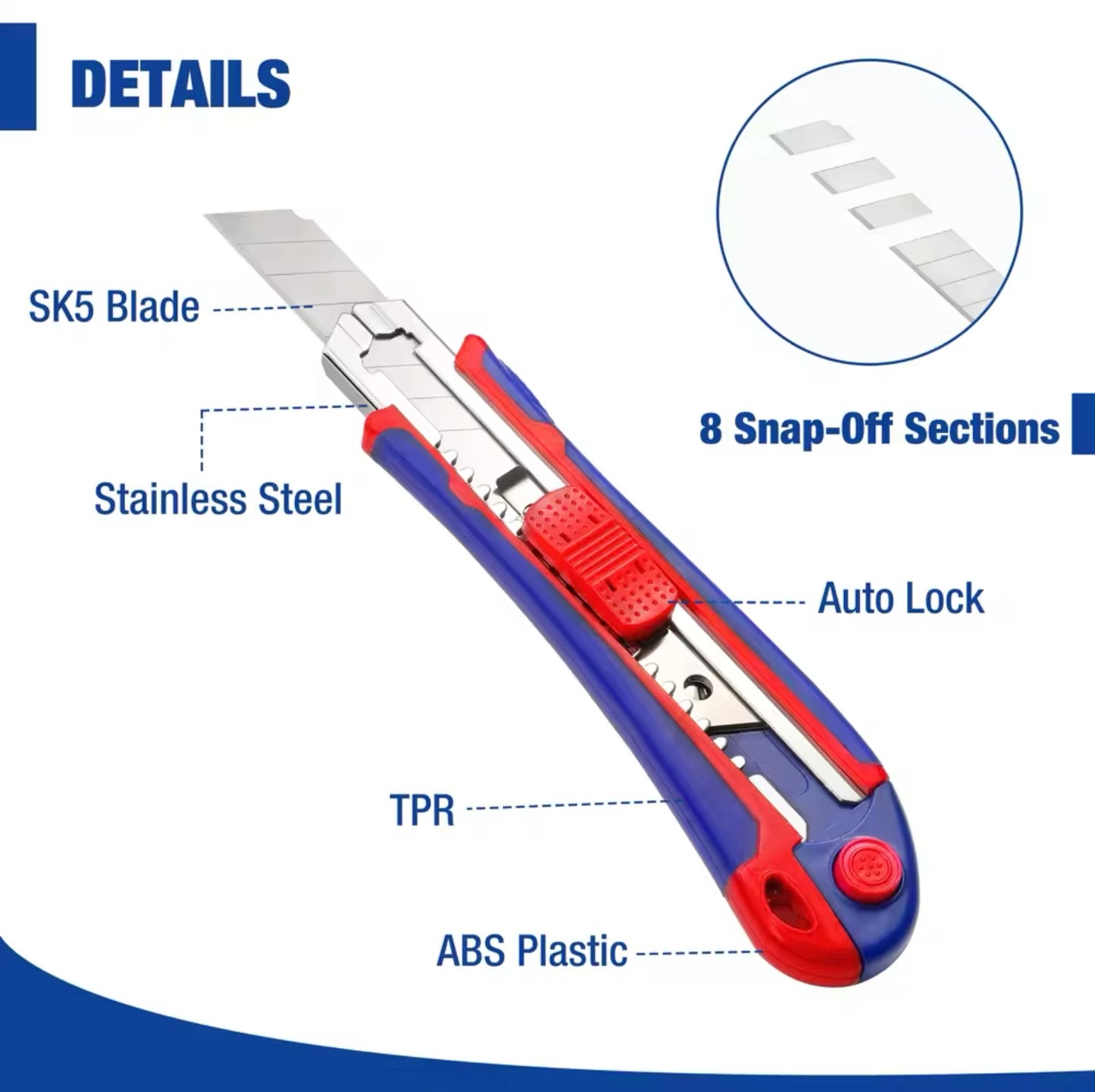 WORKPRO Retractable Snap-Off Box Cutter w/ SK5 Extra Blades