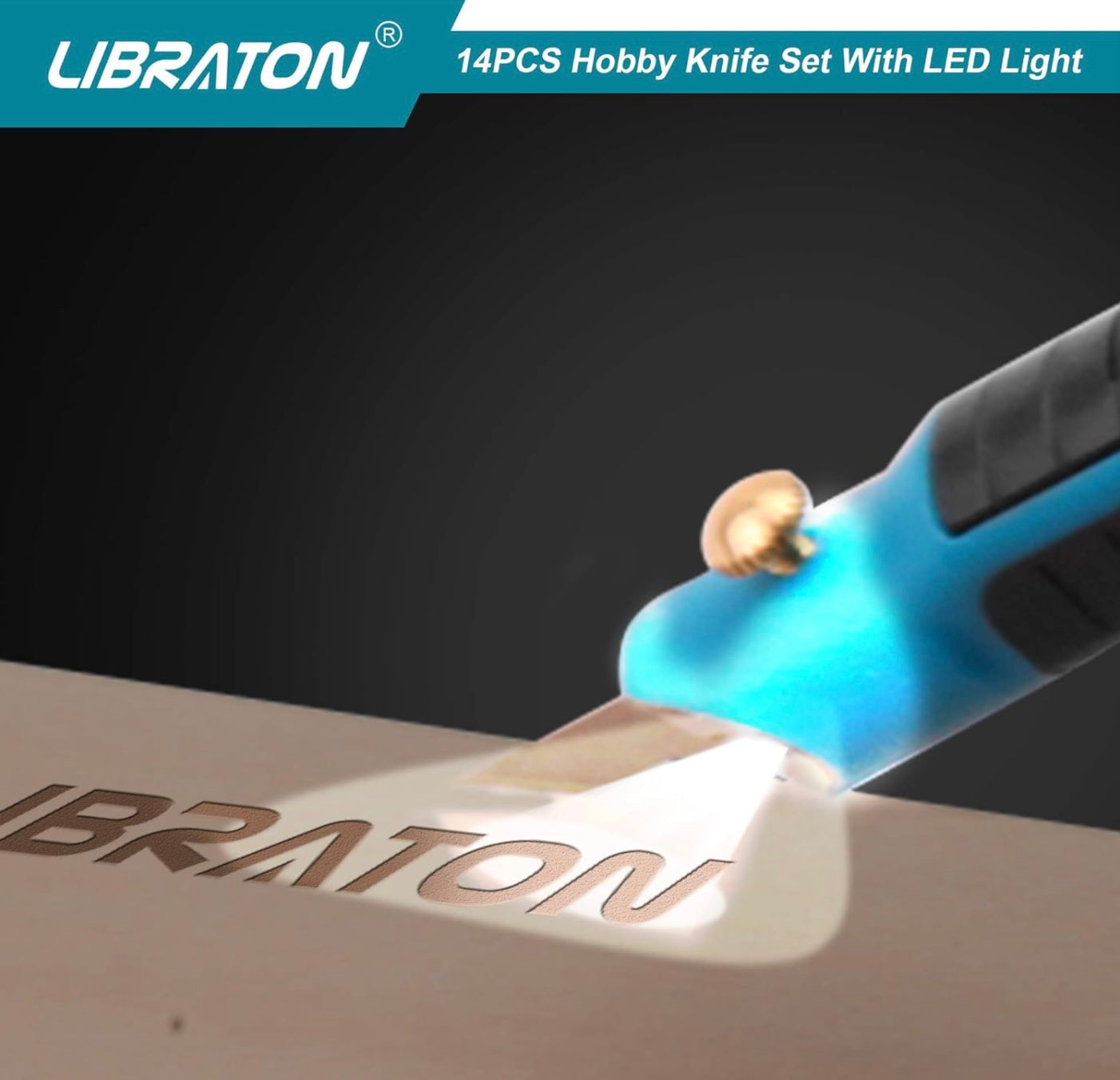 LIBRATON 14PC Hobby Knife w/ LED Light, Refill Blades