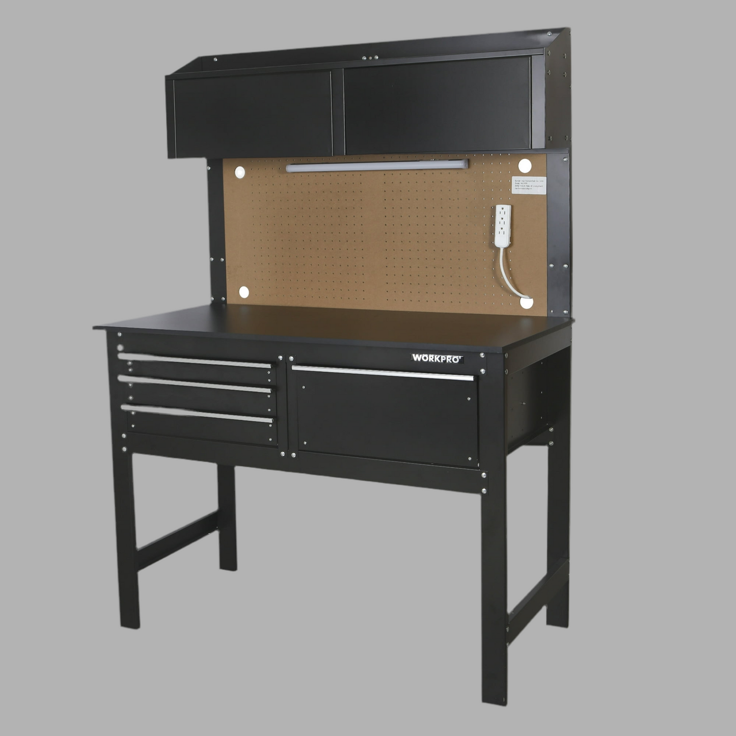 WORKPRO 2-in-1 48” Workbench and Cabinet Combo w/ Light