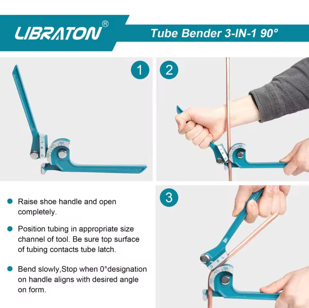 LIBRATON 3-IN-1 90-Degree Manual Tube Bender