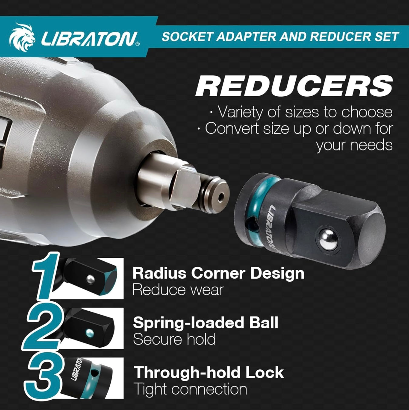 LIBRATON 20PCS Impact Socket Adapter and Reducer Set