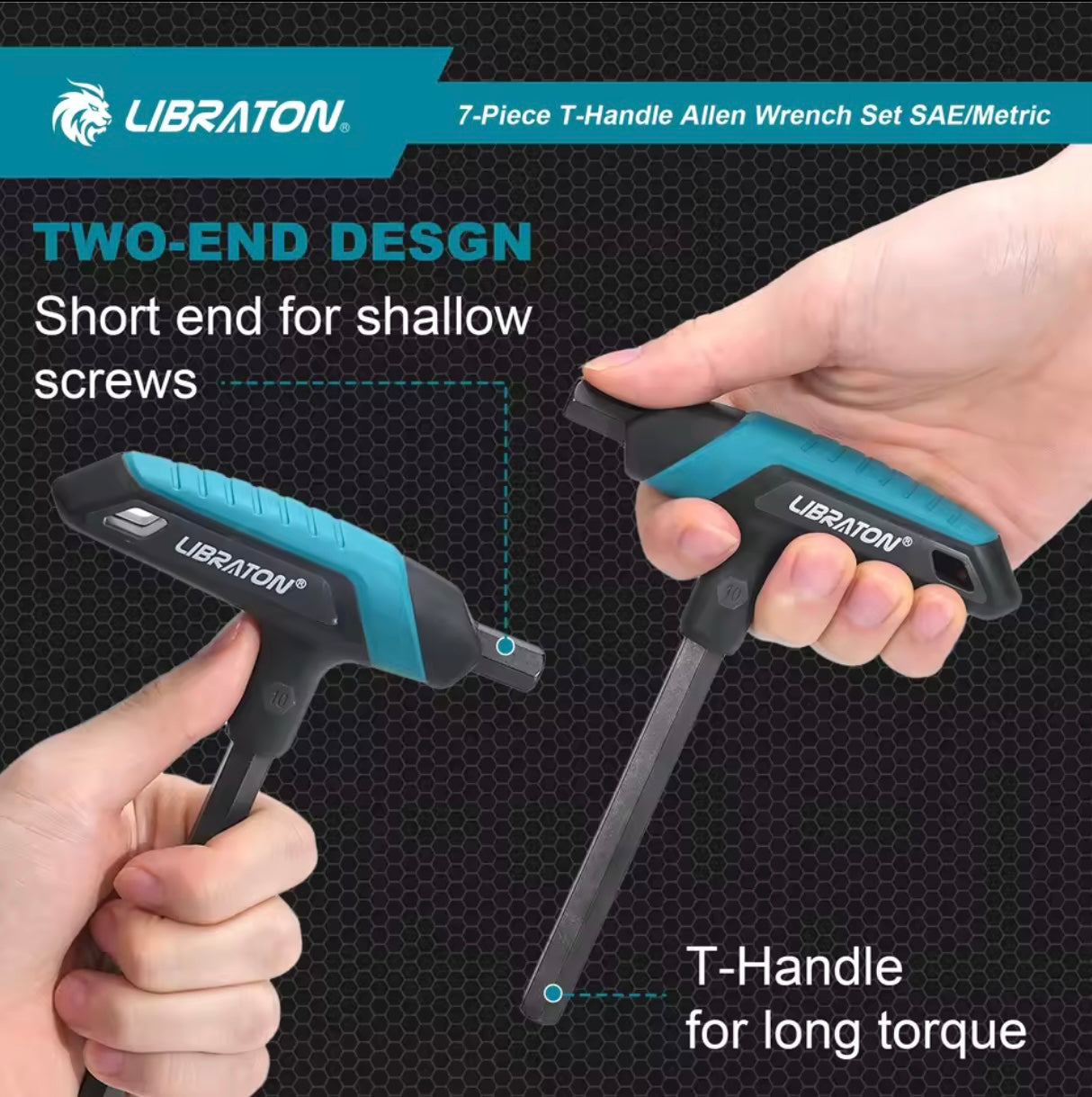 LIBRATON 7PC T-Handle Allen Wrench Set - Metric/SAE