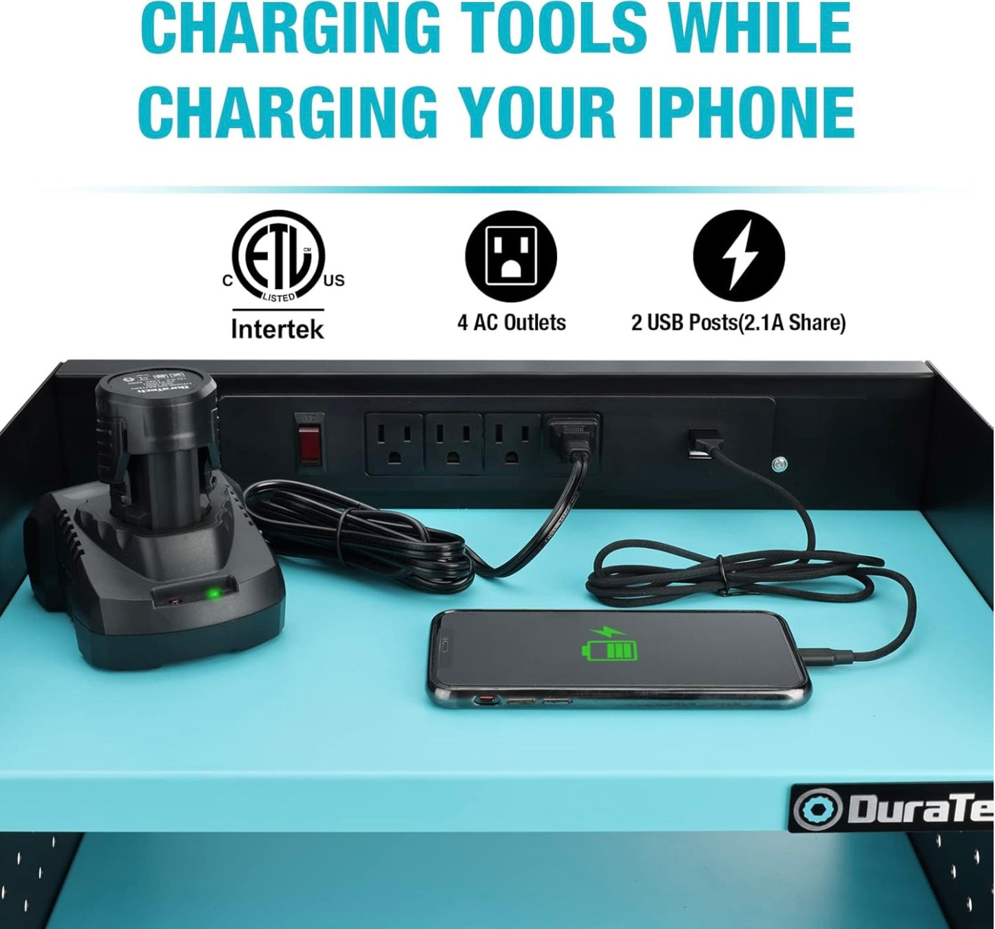 DURATECH Power Tool Organizer Wall Mount w/ Power Strip