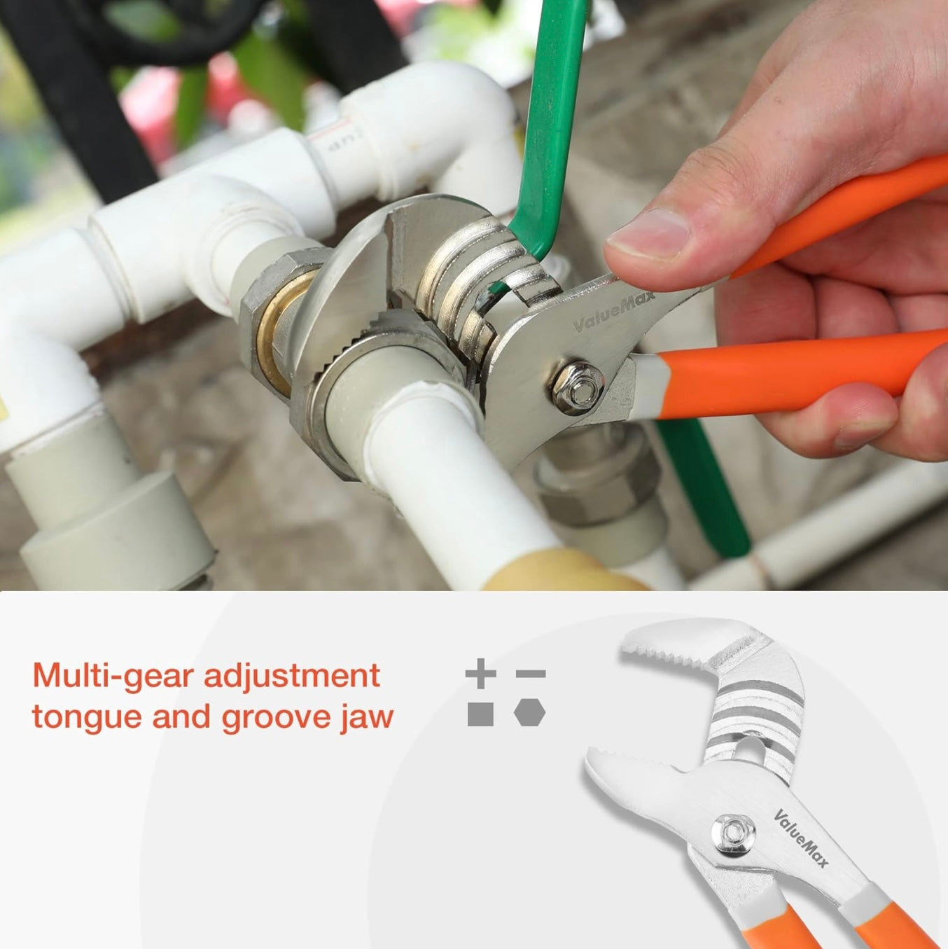 ValueMax 8PC Pliers & Wrench Set w/ Linesman, Locking, Needle Nose, Groove Joint, Slip Joint, Diagonal Pliers, Adjustable Wrench