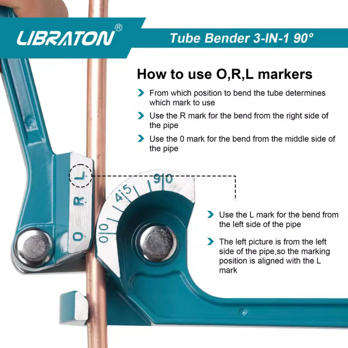 LIBRATON 3-IN-1 90-Degree Manual Tube Bender