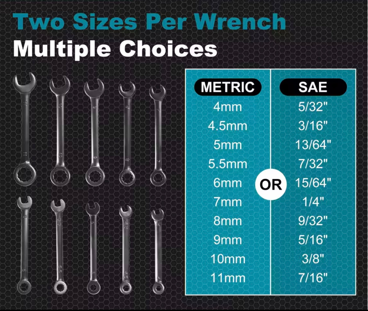 LIBRATON 20PC Mini Wrench Set - Metric & SAE