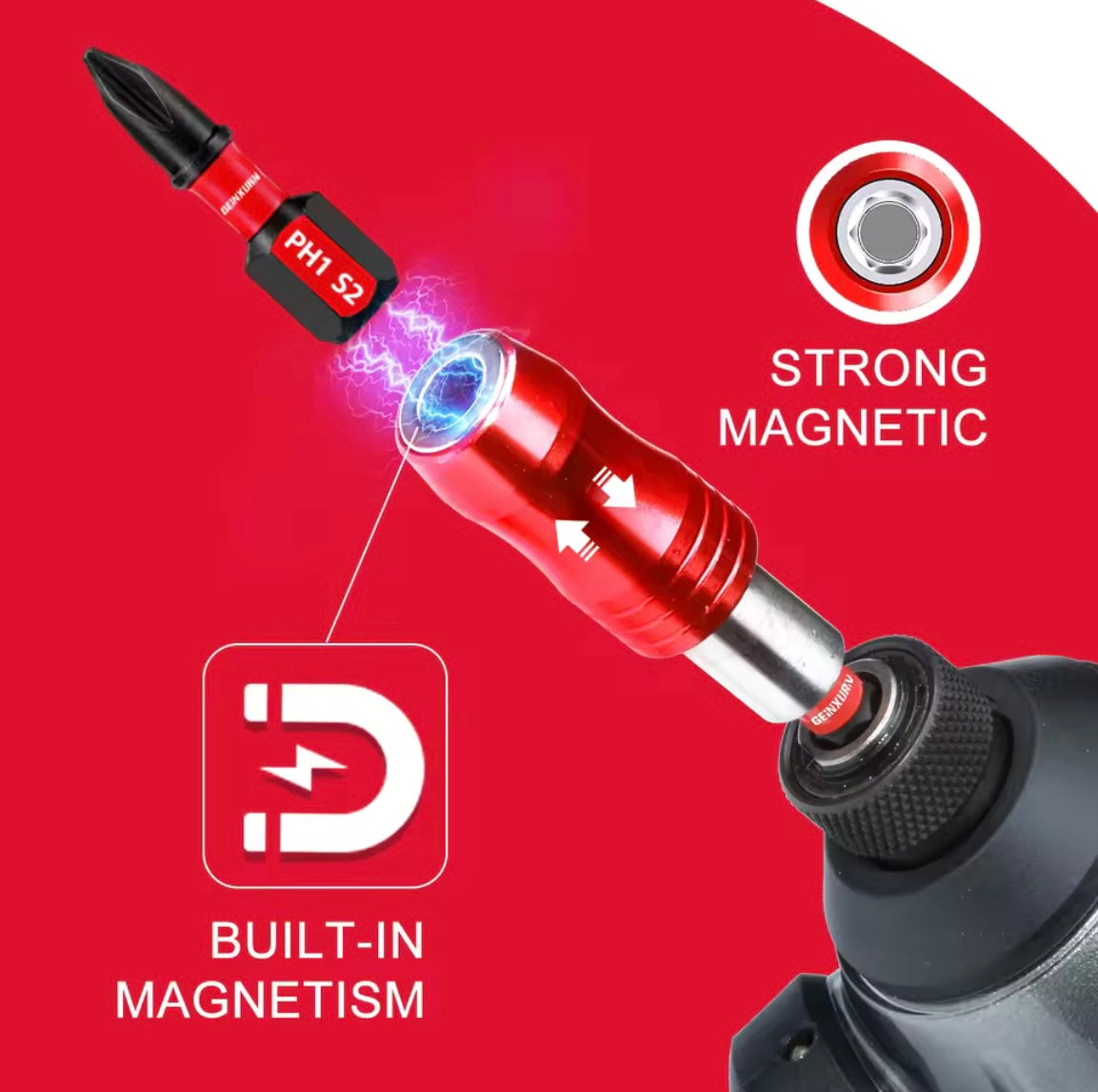 GEINXURN 1/3/5PK 2.6” Impact Magnetic Telescopic Bit Holder