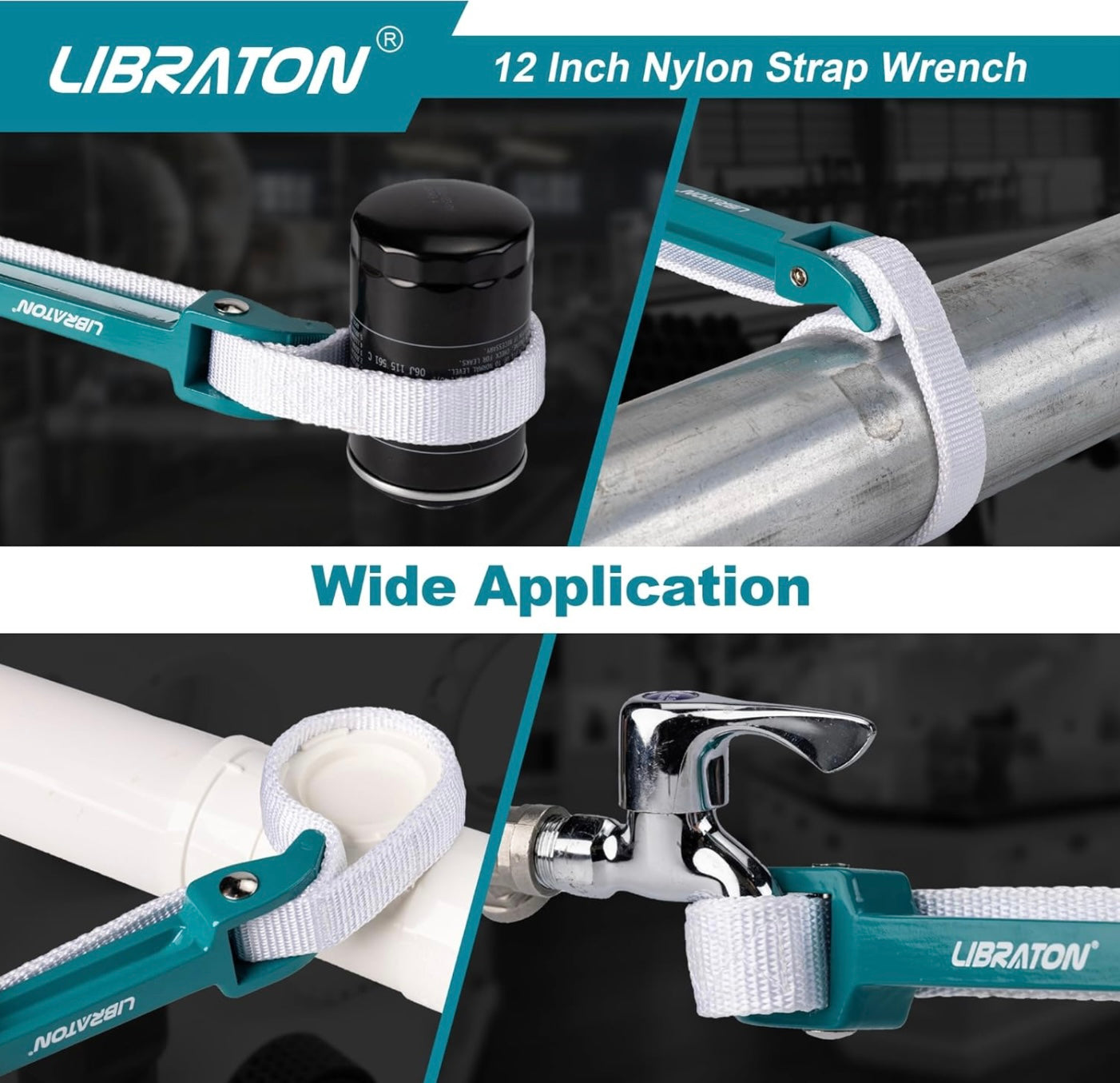 LIBRATON Adjustable Nylon Oil Filter Strap Wrench
