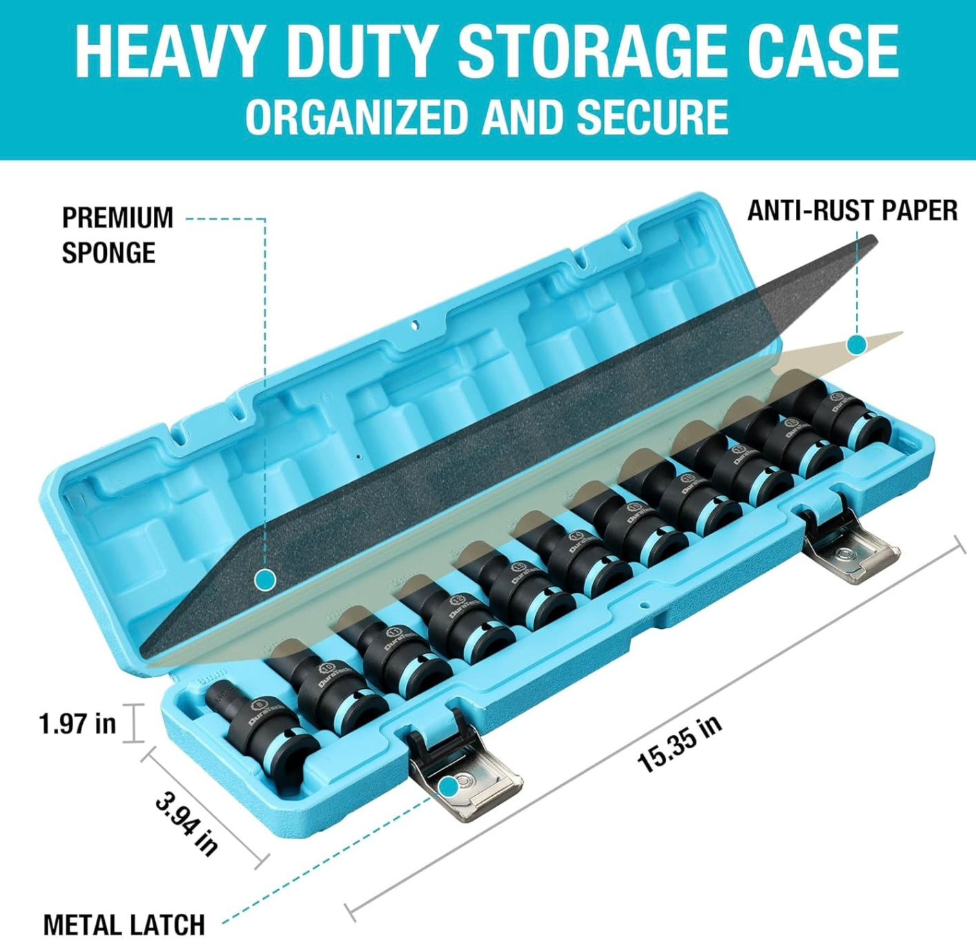 DURATECH 11PC 3/8" Drive Impact Swivel Socket Set, (8-19mm)