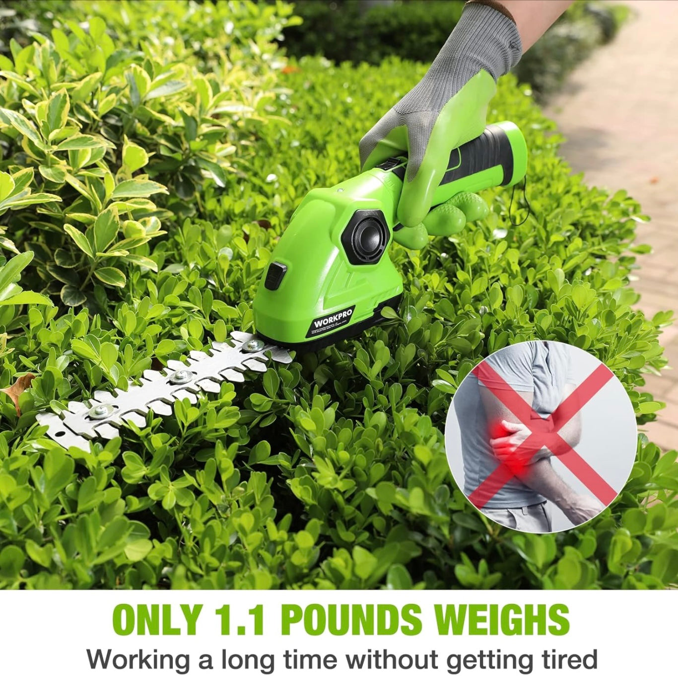WORKPRO 7.2V 2-IN-1 Cordless Handheld Grass Shear & Shrubbery Trimmer