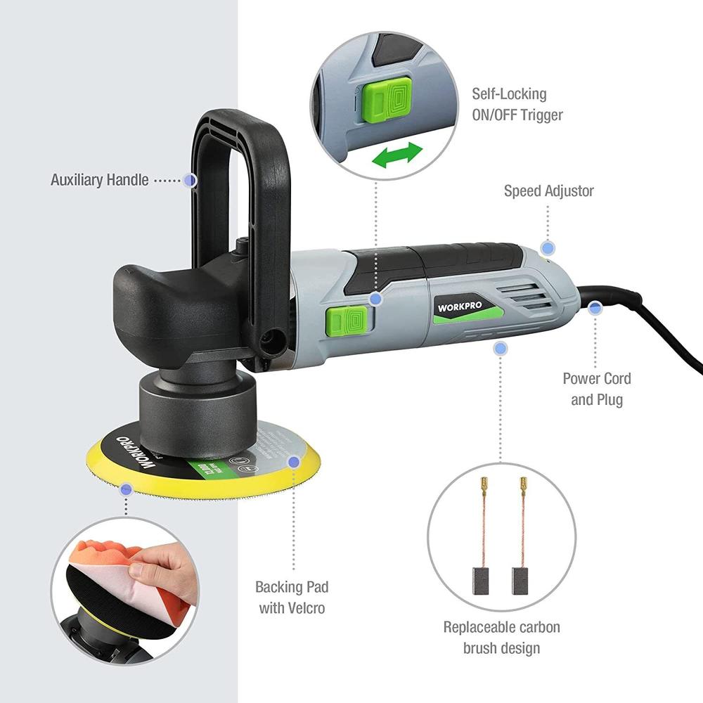 WORKPRO 6400RPM 6 Inch Dual Action Buffer Polisher Kit w/ 6 Variable Speeds