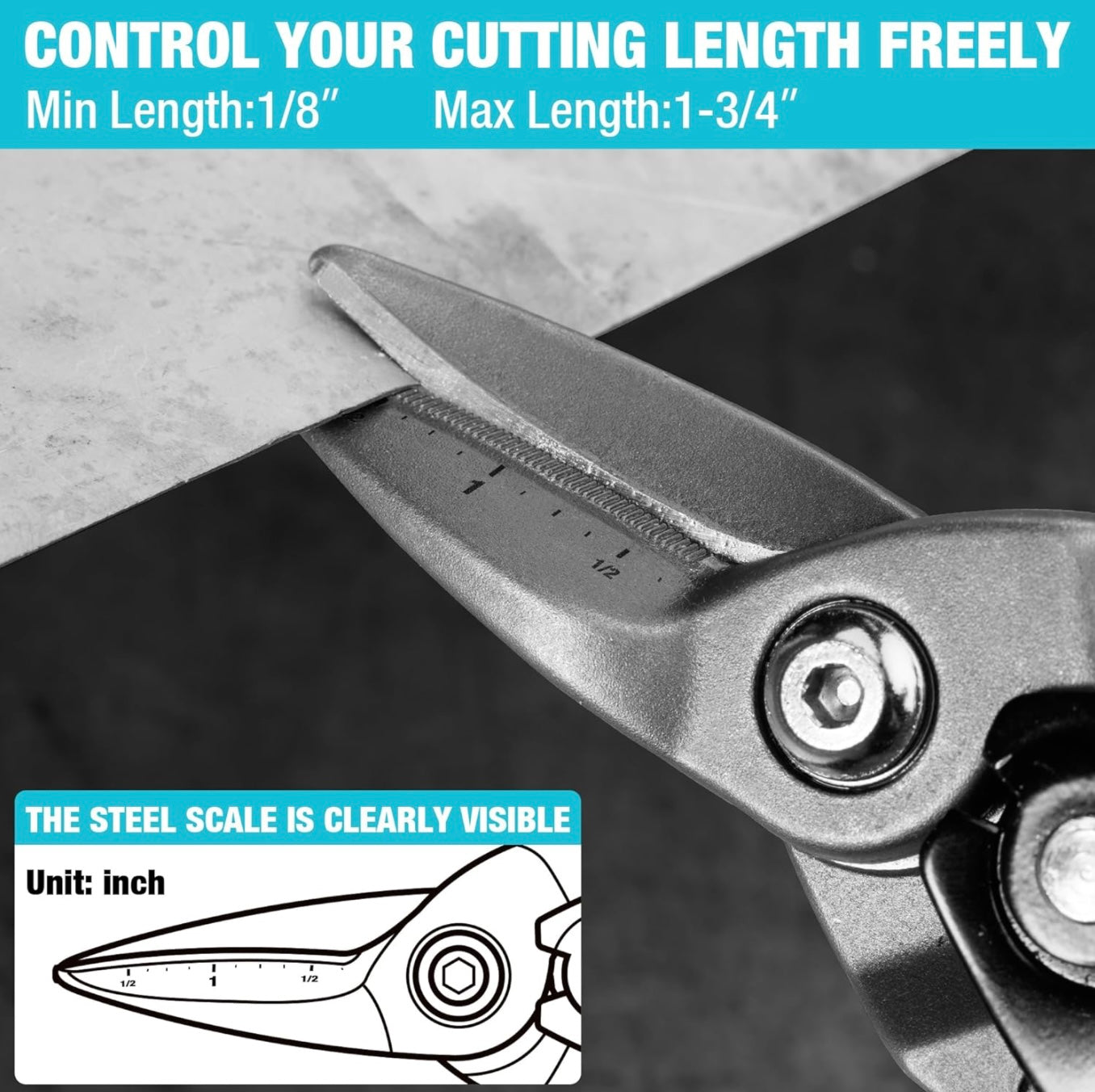 DURATECH 10 Inch Straight Cut Aviation Snips w/ Visible Cutting Length