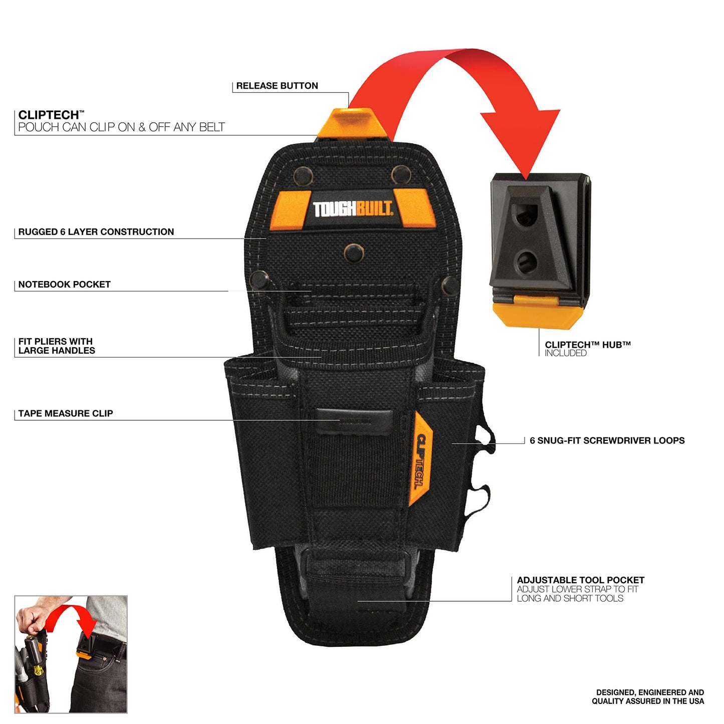 TOUGHBUILT Technician 7-Pocket Pouch - Large