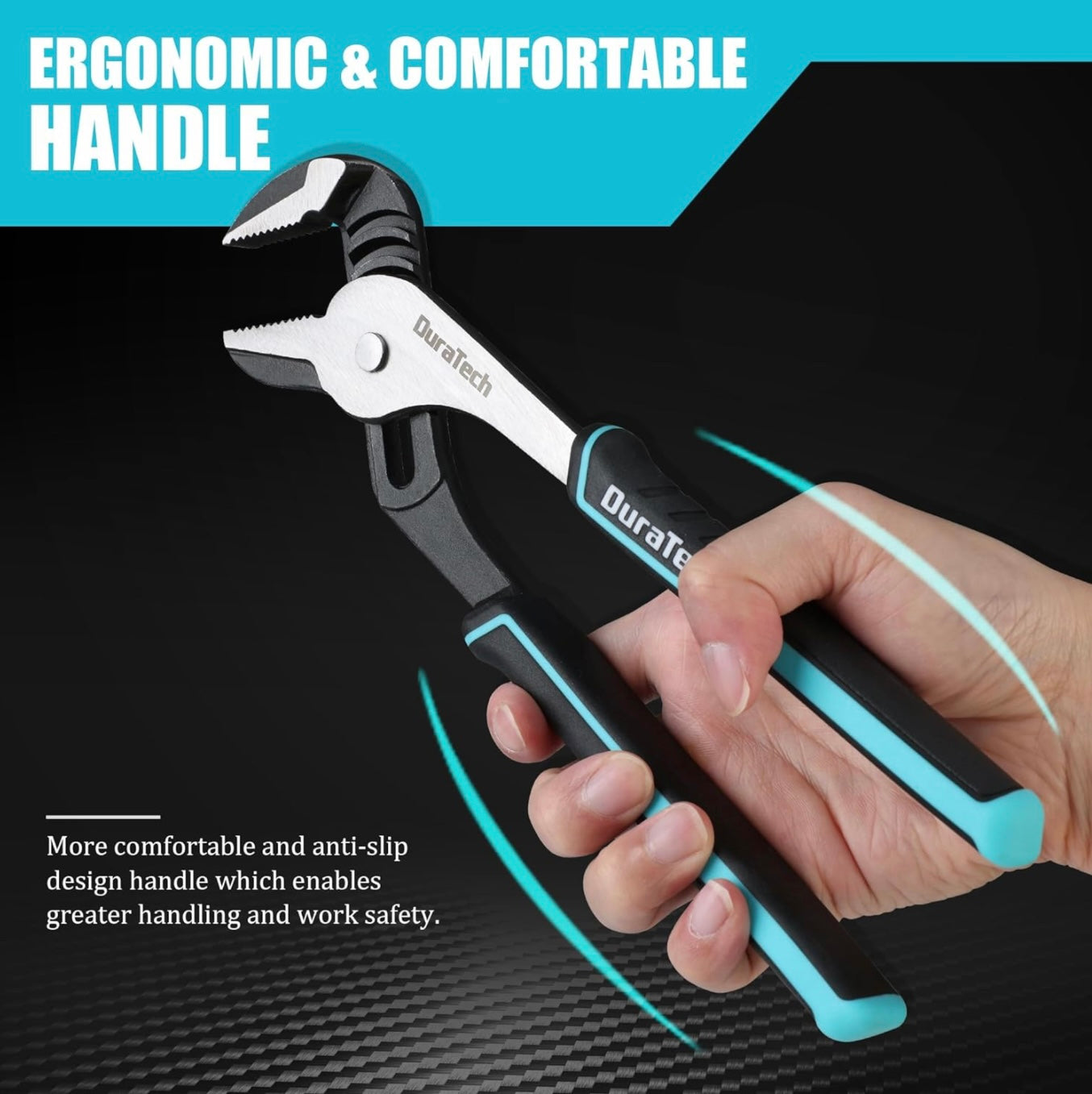 DURATECH 2PC 8” + 10” Adjustable Groove Joint Pliers Set with Rolling Pouch
