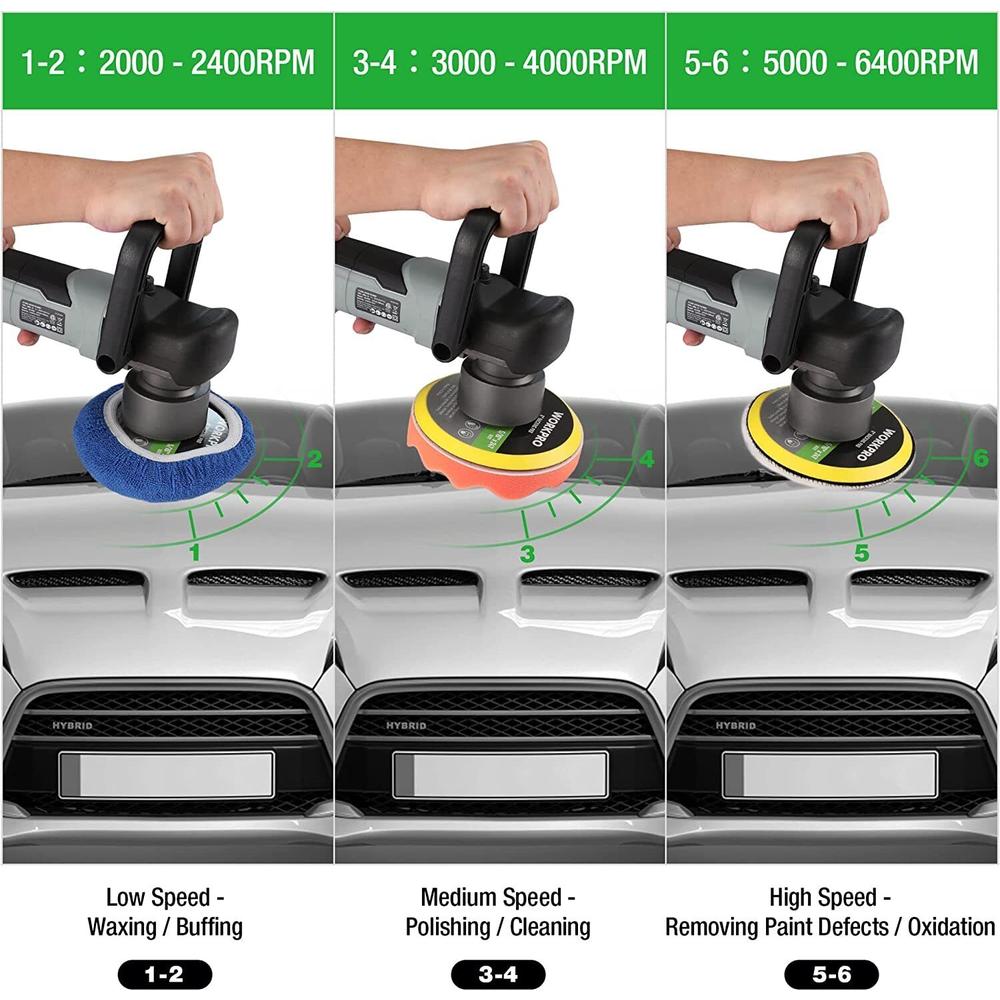 WORKPRO 6400RPM 6 Inch Dual Action Buffer Polisher Kit w/ 6 Variable Speeds