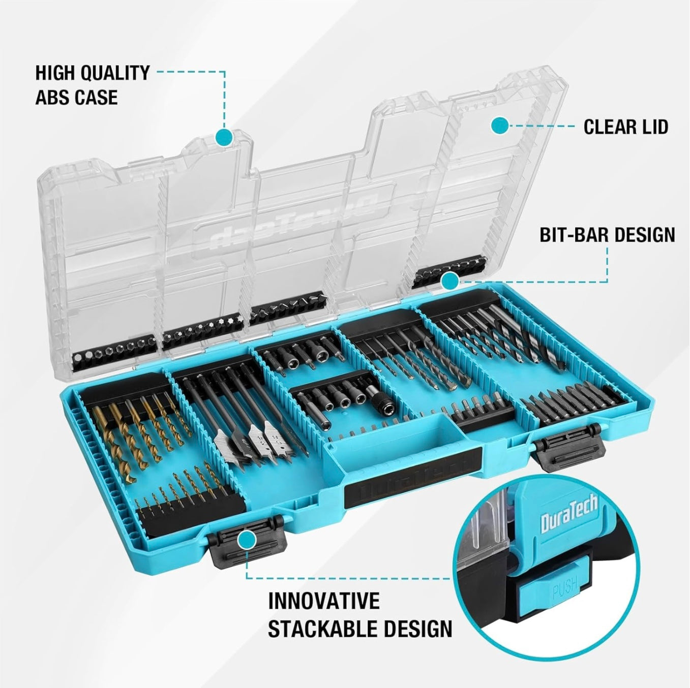 DuraTech 99 PC High Speed Steel Titanium Drill and Screwdriver Bit Set w/ Tough Case