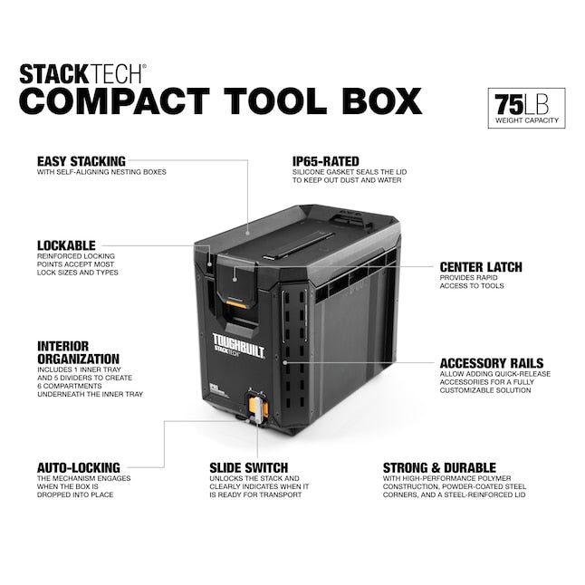 TOUGHBUILT STACKTECH Compact Plastic/Metal Tool Box