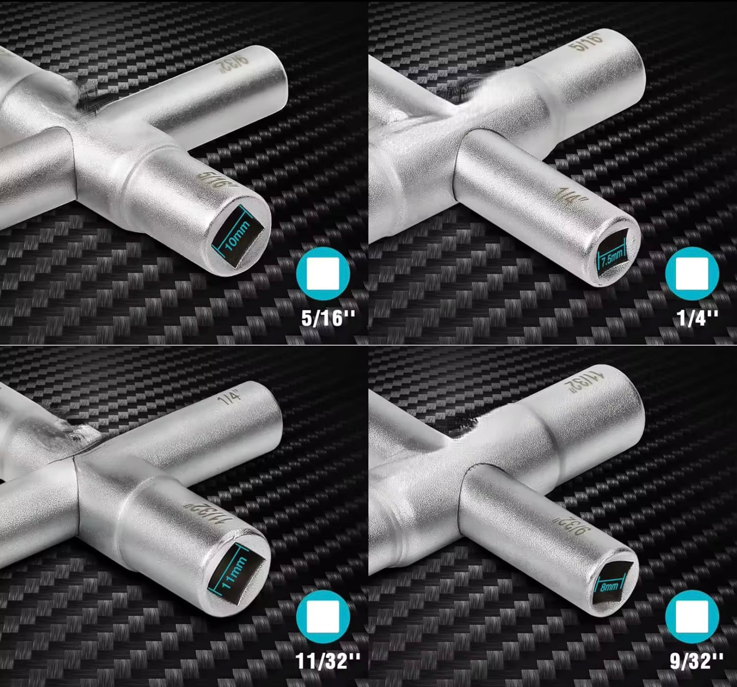 DURATECH 4 Way Sillcock Key Set, 1/4", 9/32", 5/16", 11/32", 2-Pack, for Valve, Faucet, and Spigots