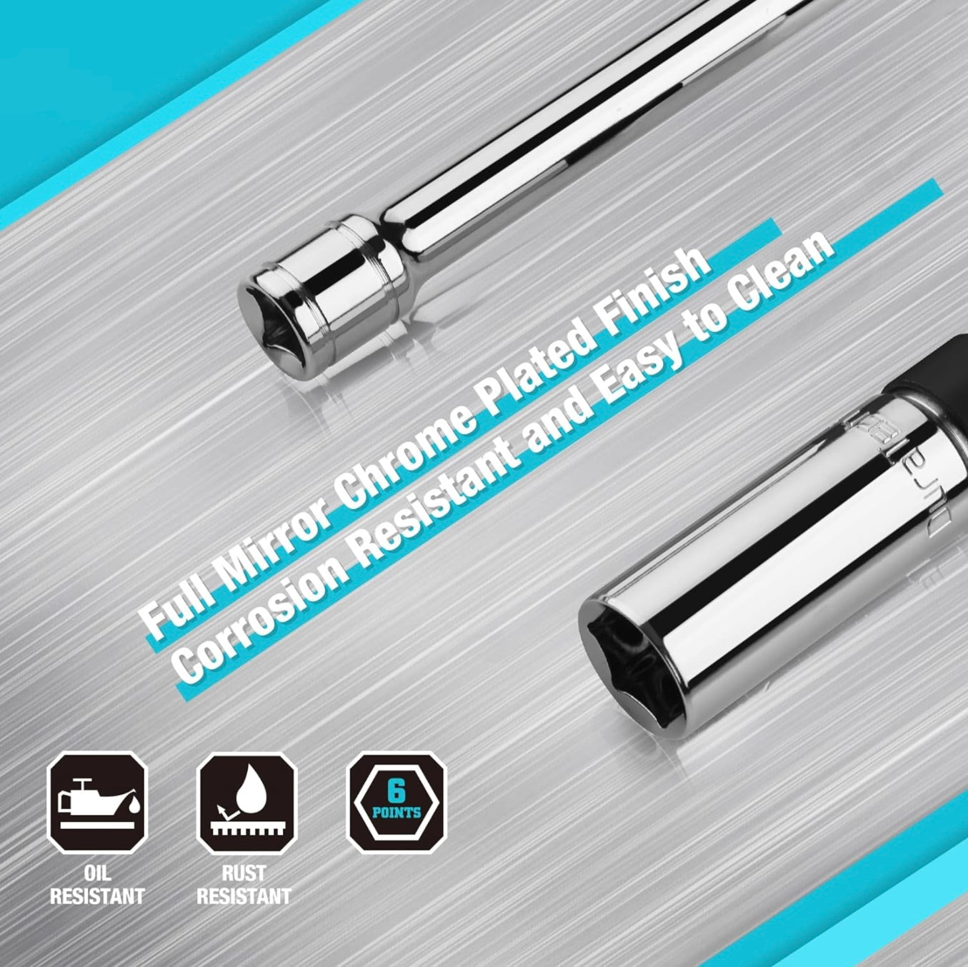 DURATECH 2PCS 5/8" Swivel Magnetic Spark Plug Socket Set, 3/8" Drive, 11" and 6"