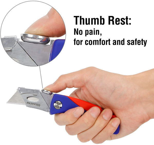 WORKPRO Quick-Change Folding Utility Knife w/ Thumb Rest & Blade Storage
