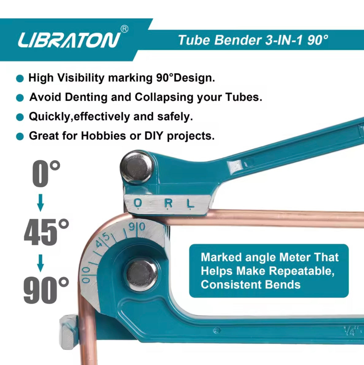 LIBRATON 3-IN-1 90-Degree Manual Tube Bender