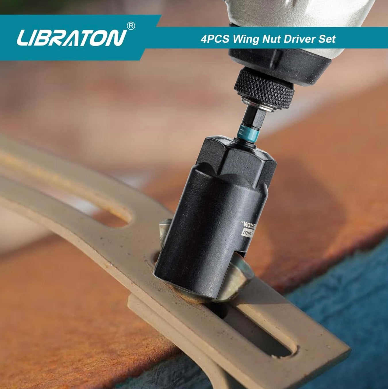 Libraton 4PC Wing Nut Drive Bit w/ EVA Storage (9, 12, 15, 18mm)