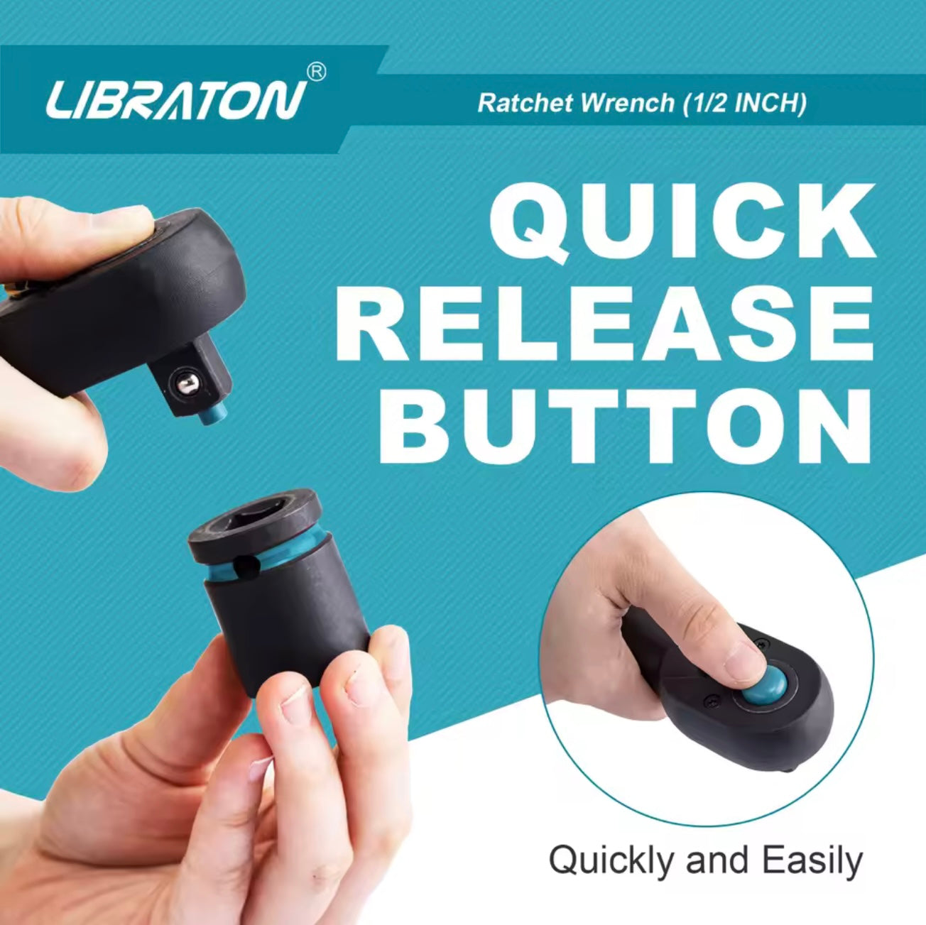 LIBRATON 1/2” Quick-Release Ratchet Wrench w/ Comfort Grip