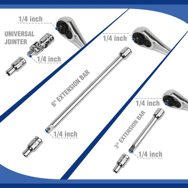 WORKPRO 70Pc Socket Set- 1/4” Metric & SAE