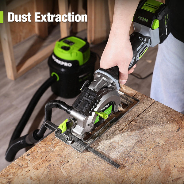 WORKPRO 4-1/2" Compact Cordless Circular Saw, 20V 4.0Ah Battery, Fast Charger, 3 Saw Blades (NO LASER)