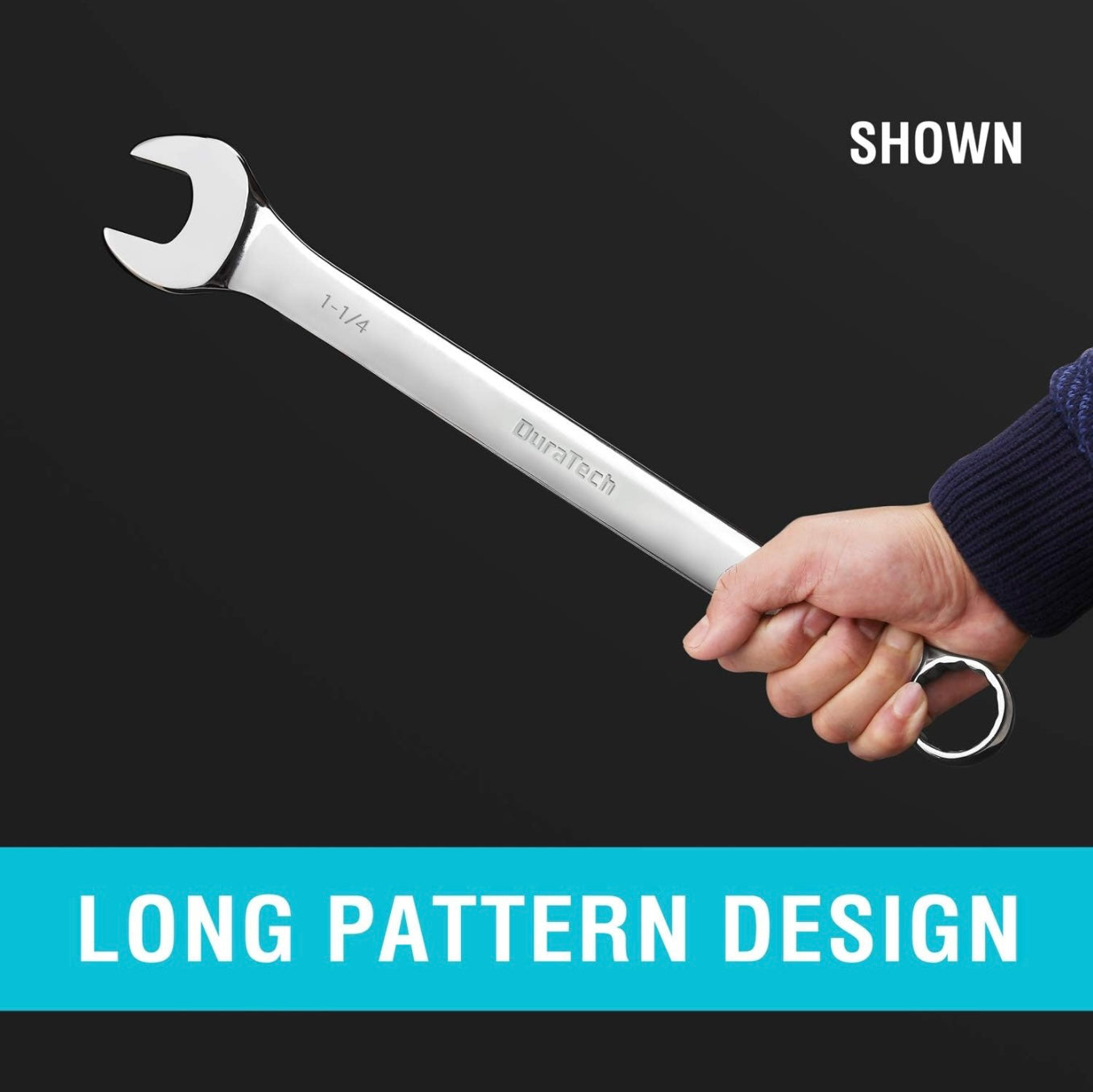 DURATECH 5PC Long Pattern Combination Wrench Set, SAE, 1" to 1-1/4", 12 Point, w/ Rolling Pouch
