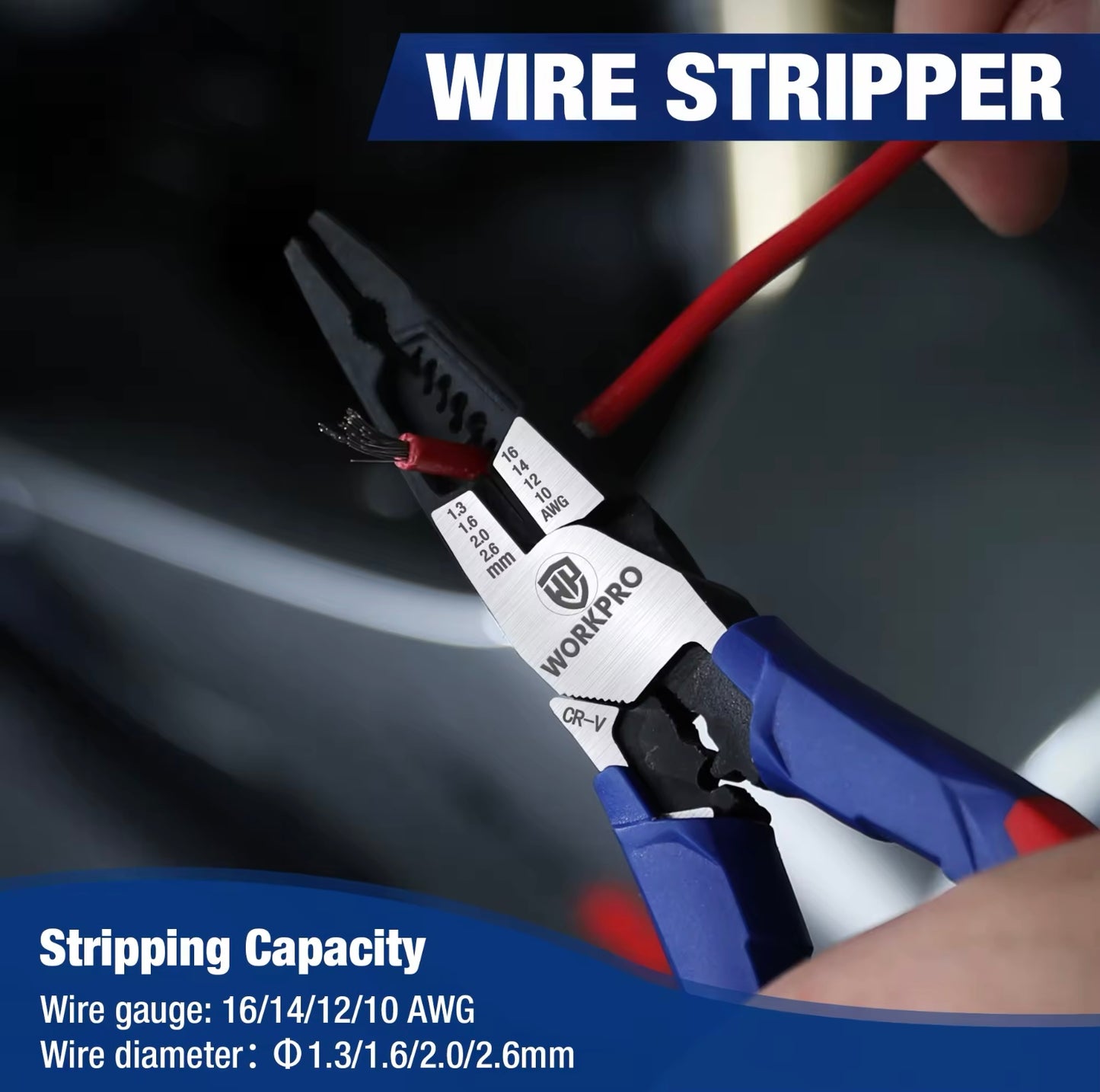 WORKPRO 8” Multifunctional Long Nose Pliers w/ Wire Cutter, Stripper, Crimper