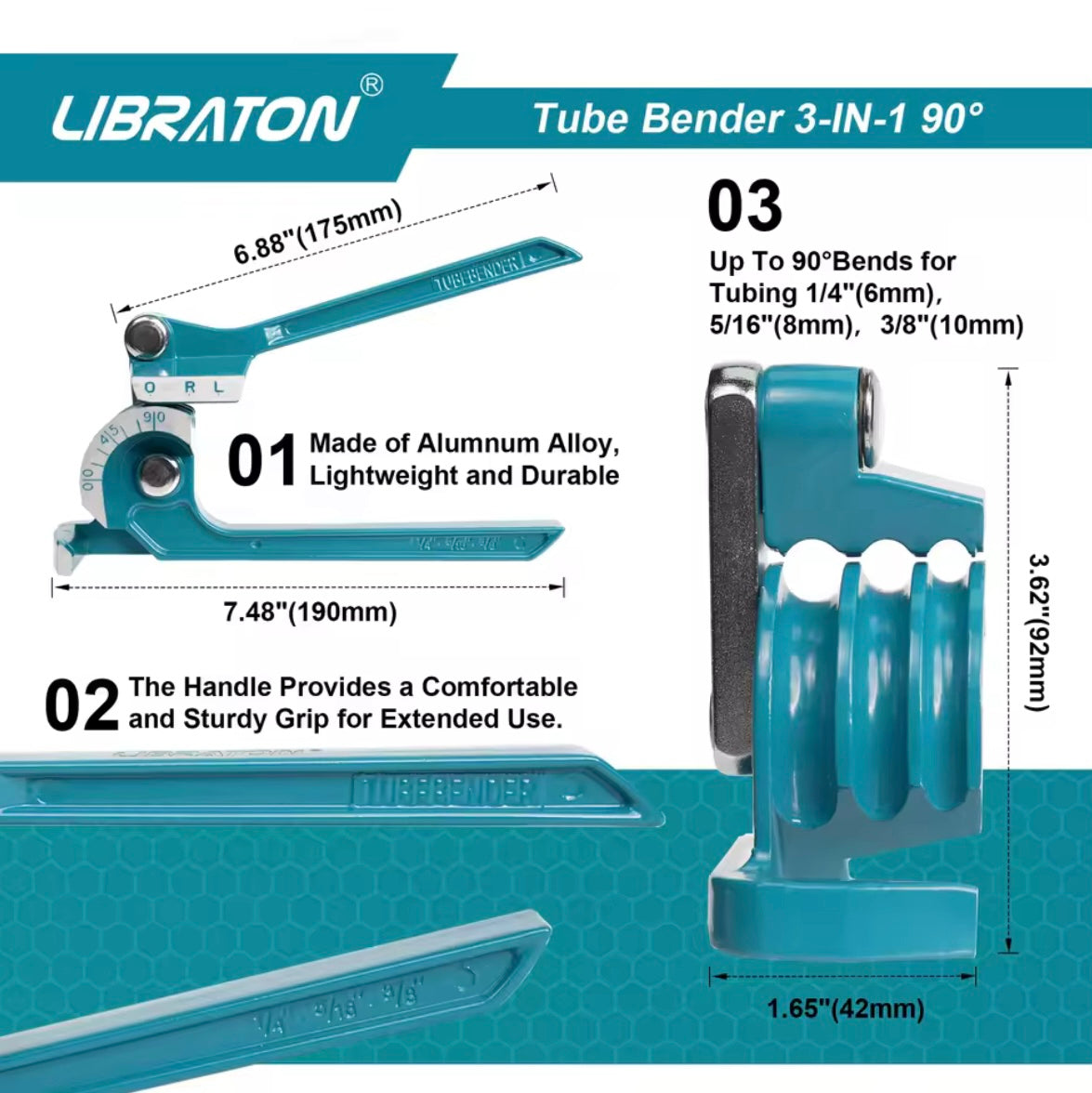 LIBRATON 3-IN-1 90-Degree Manual Tube Bender