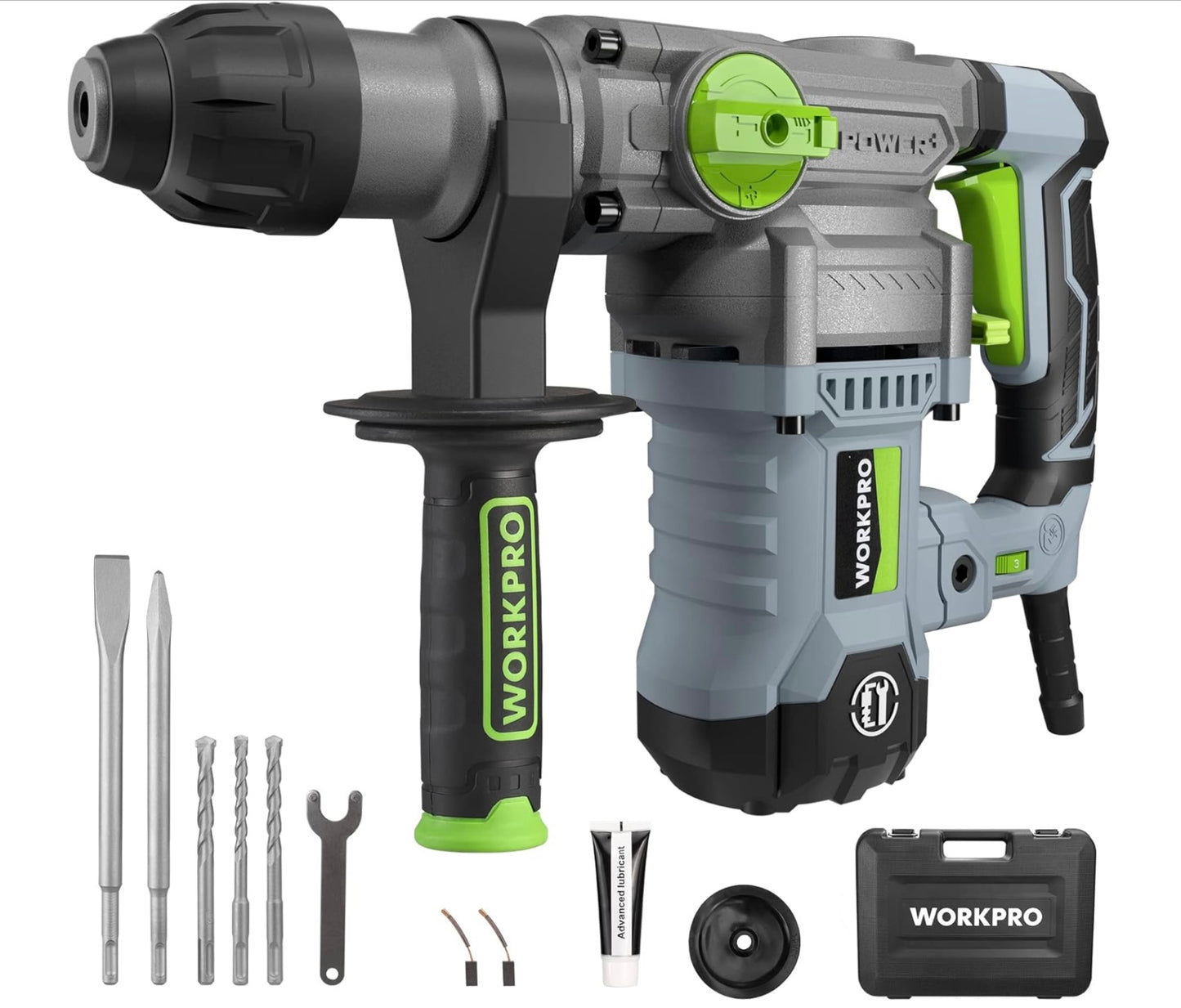 WORKPRO Heavy-Duty 12.5AMP Premium 1-1/4” SDS-Plus Rotary Hammer Drill