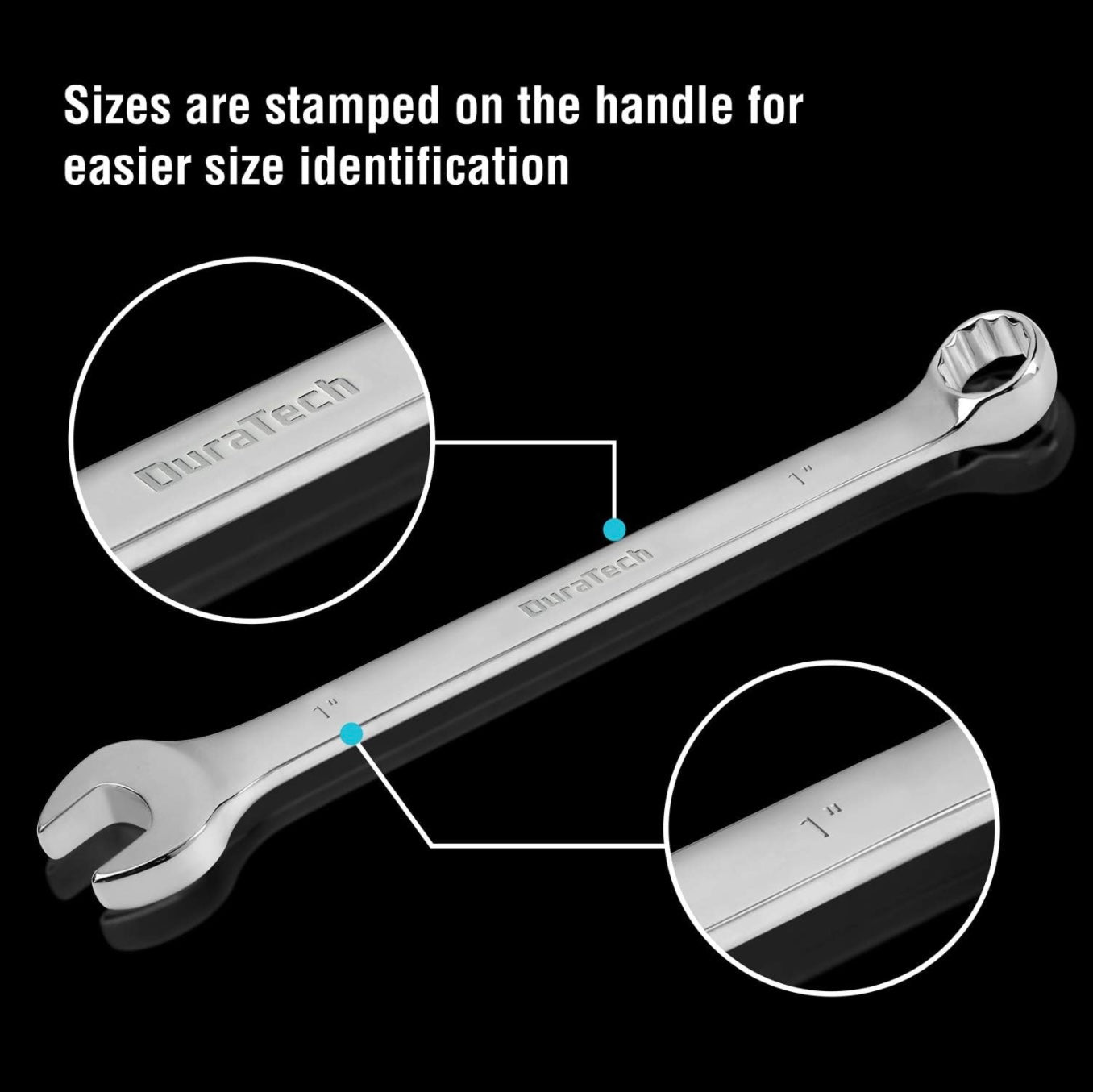 DURATECH 5PC Long Pattern Combination Wrench Set, SAE, 1" to 1-1/4", 12 Point, w/ Rolling Pouch