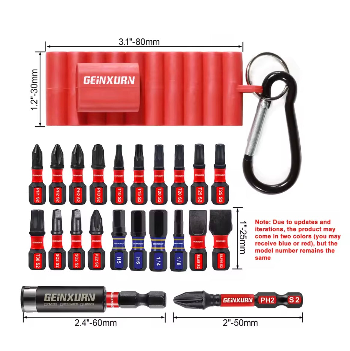 GEINXURN 22PC Magnetic Impact Driver Bit Set w\ Organizer Set, Bit Holder Extension