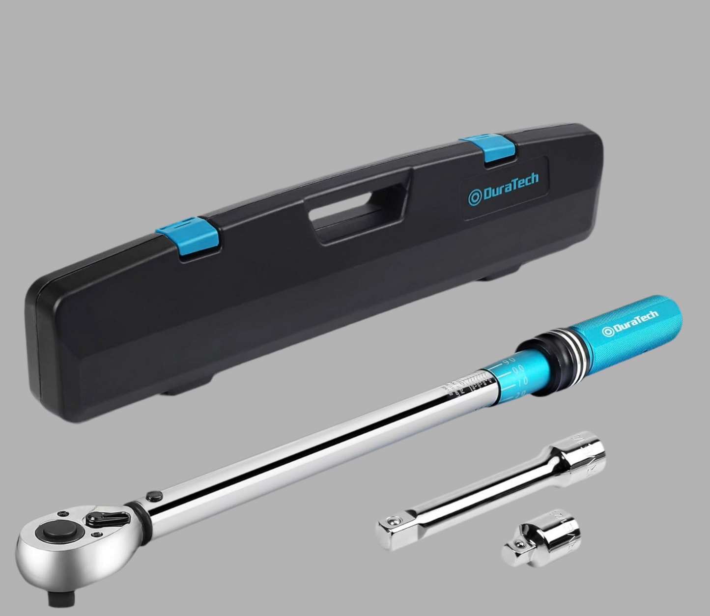 DURATECH 1/2-Inch Drive Click Torque Wrench, 30-160 Ft-lb, w/ Socket Adapter, Extensions Bar, Storage Case