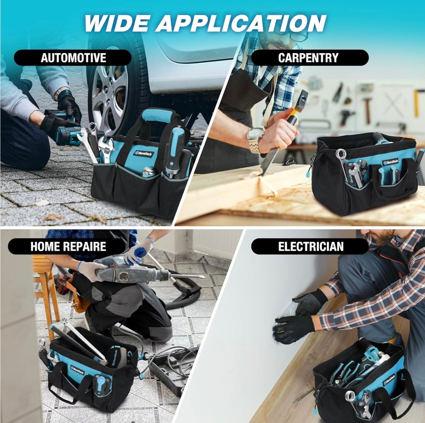 DURATECH 13” Small Tool Bag w/ 9 Pockets