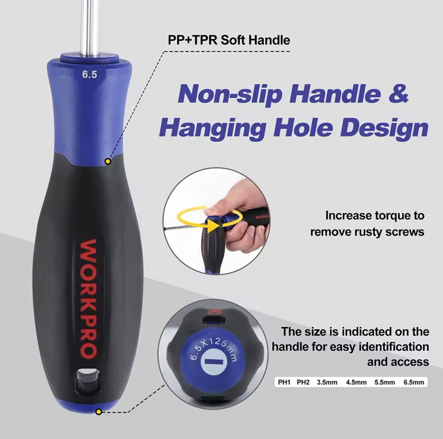 WORKPRO 6Pc Screwdriver Set w/ Magnetic Tips