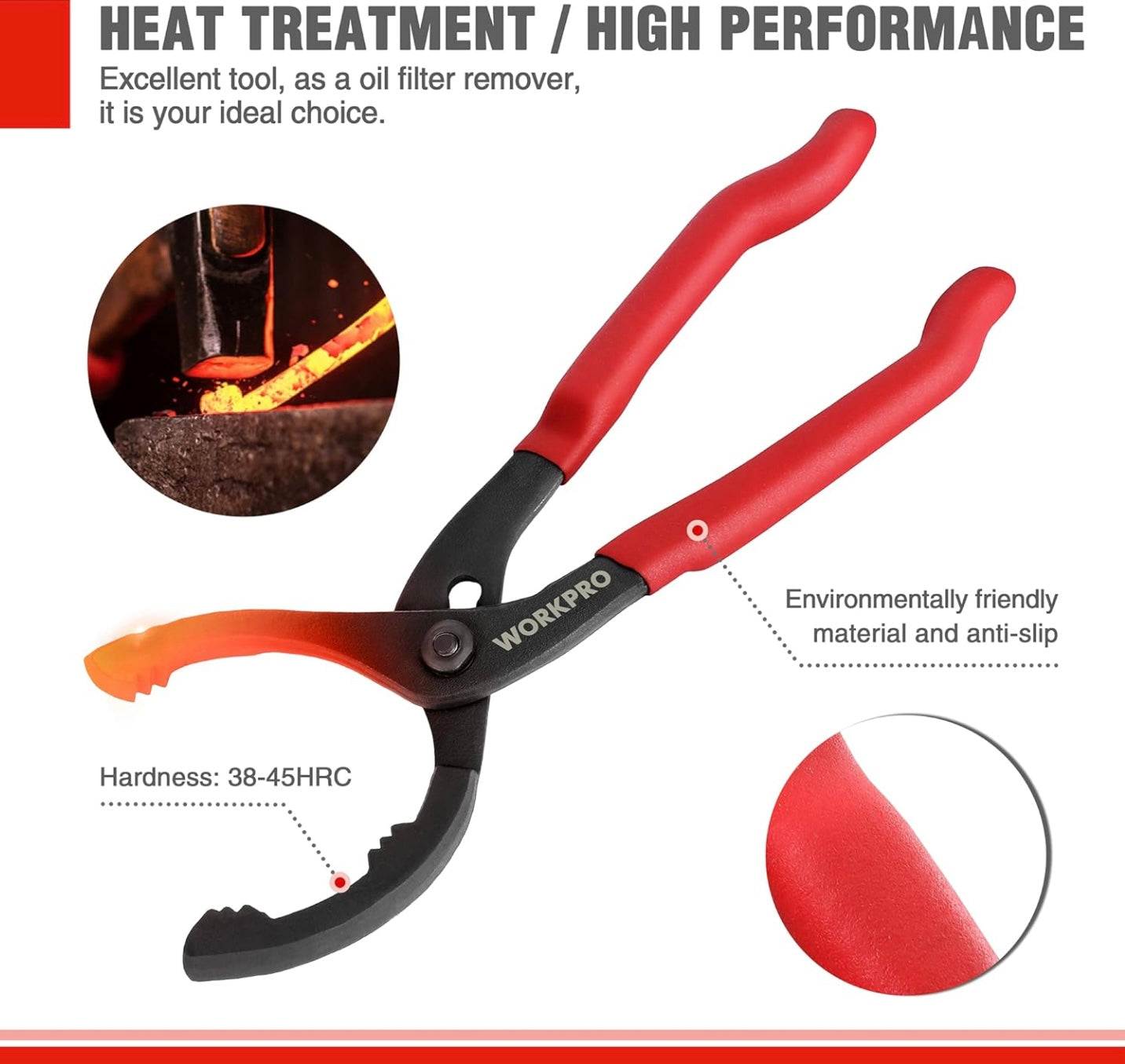 WORKPRO 12" Adjustable Oil Filter Pliers