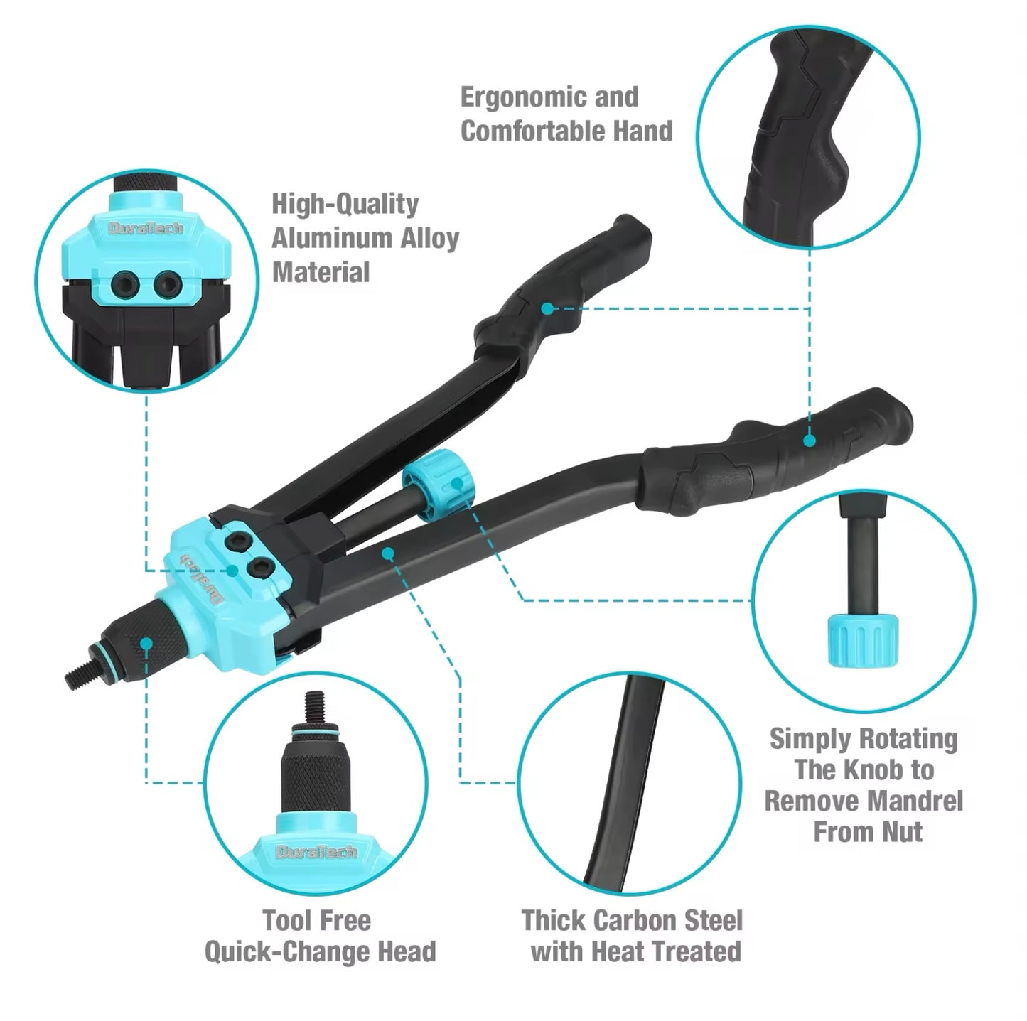 DURATECH 16” Hand Rivet Nut Tool w/ 165 Rivet Nuts
