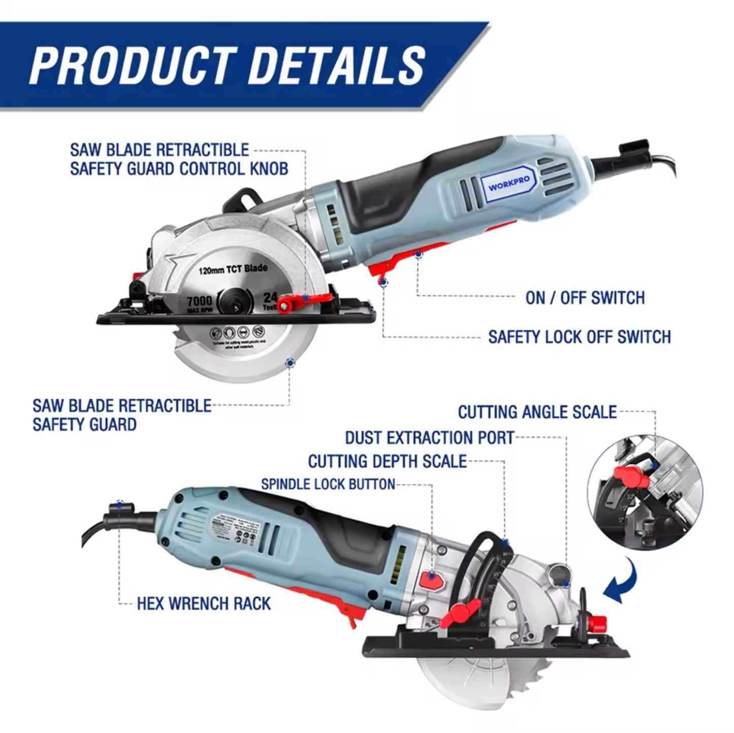 WORKPRO 710W Mini Circular Saw