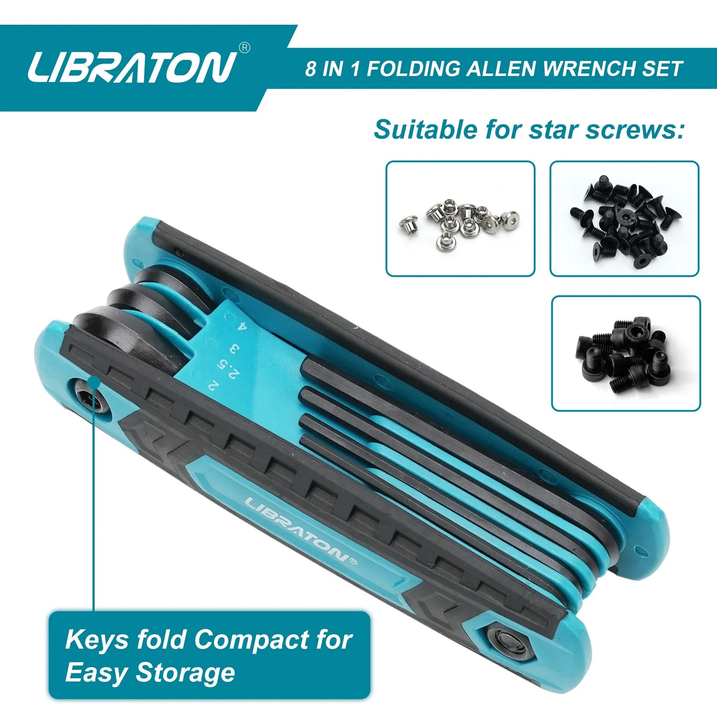 LIBRATON 8-IN-1 Folding Allen Wrench Set