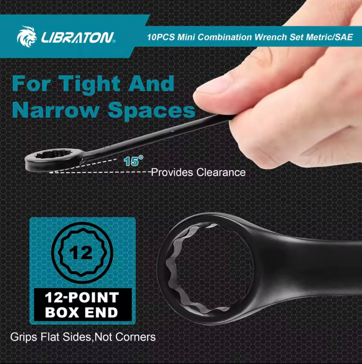 LIBRATON Mini Combination Wrench Set - Metric or SAE