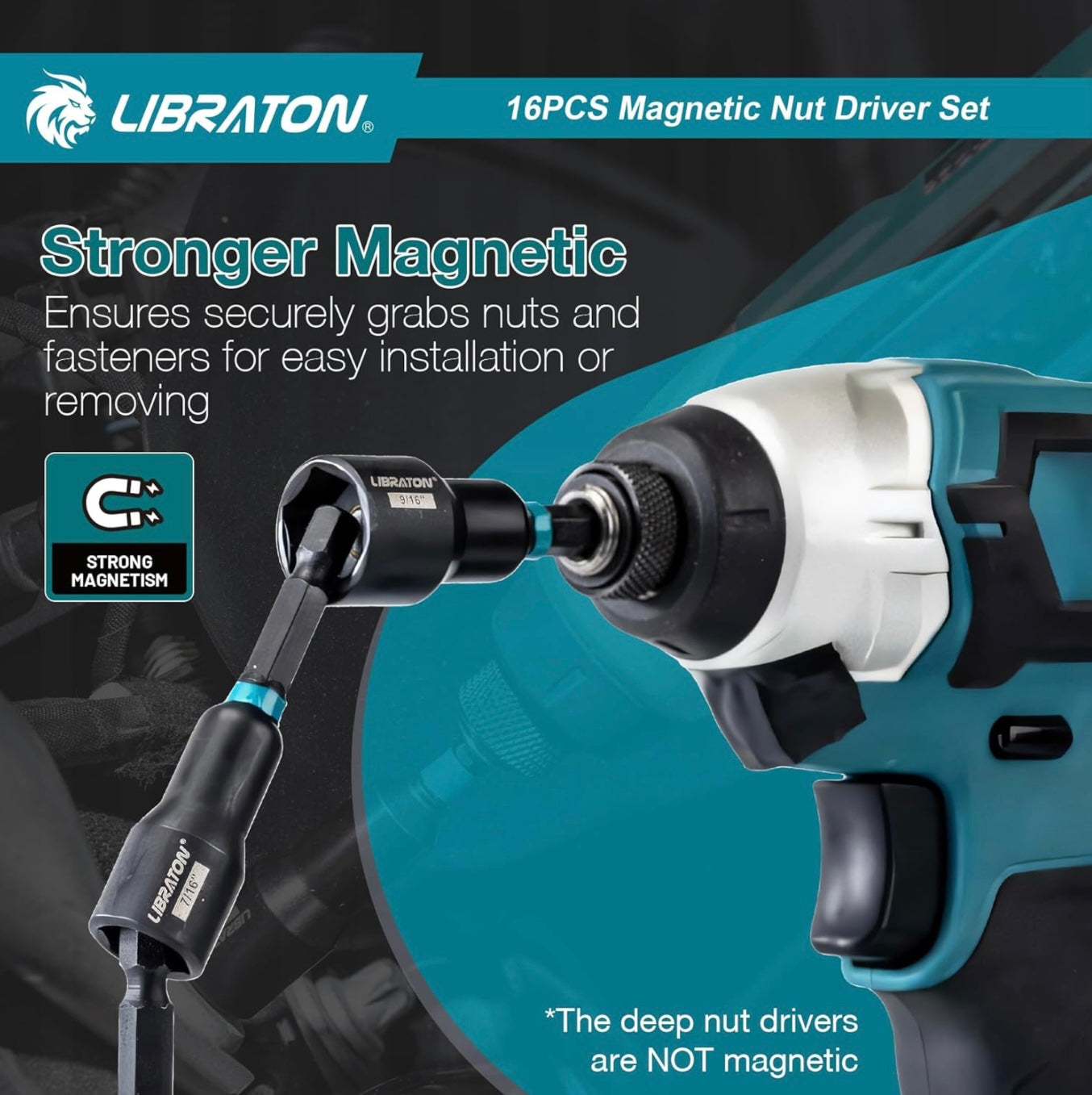 LIBRATON 16PC Magnetic Nut Driver Set - SAE