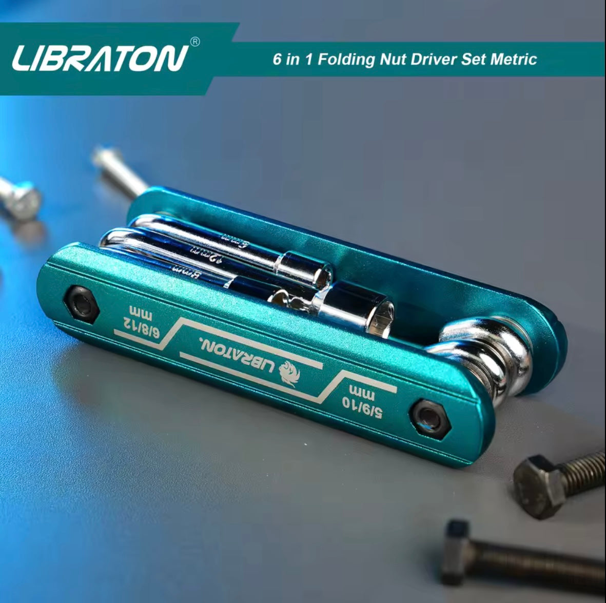 LIBRATON 6-IN-1 Folding Nut Driver Set - Metric