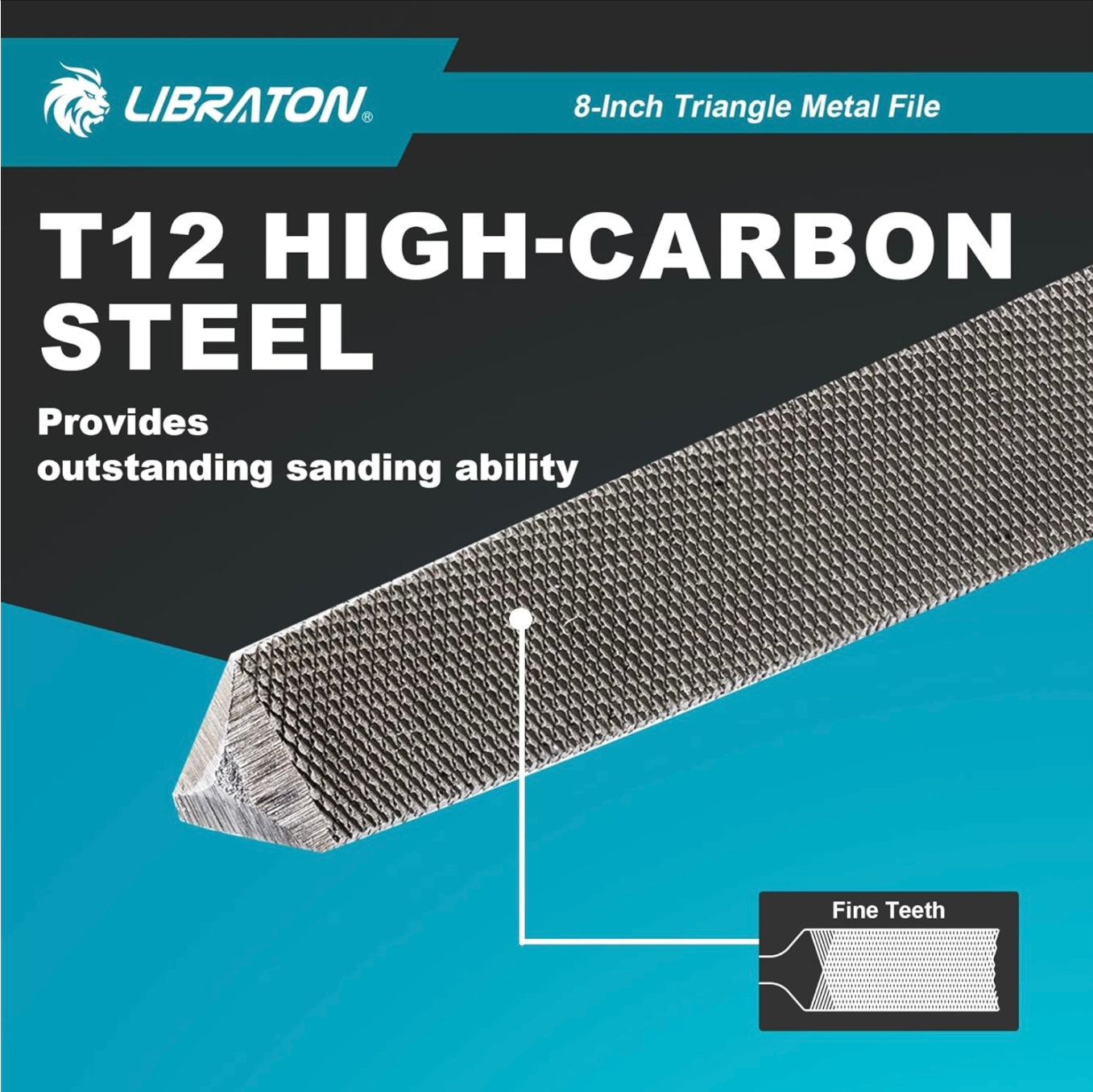 LIBRATON 8” Triangle Metal File w/ Ergonomic Handle