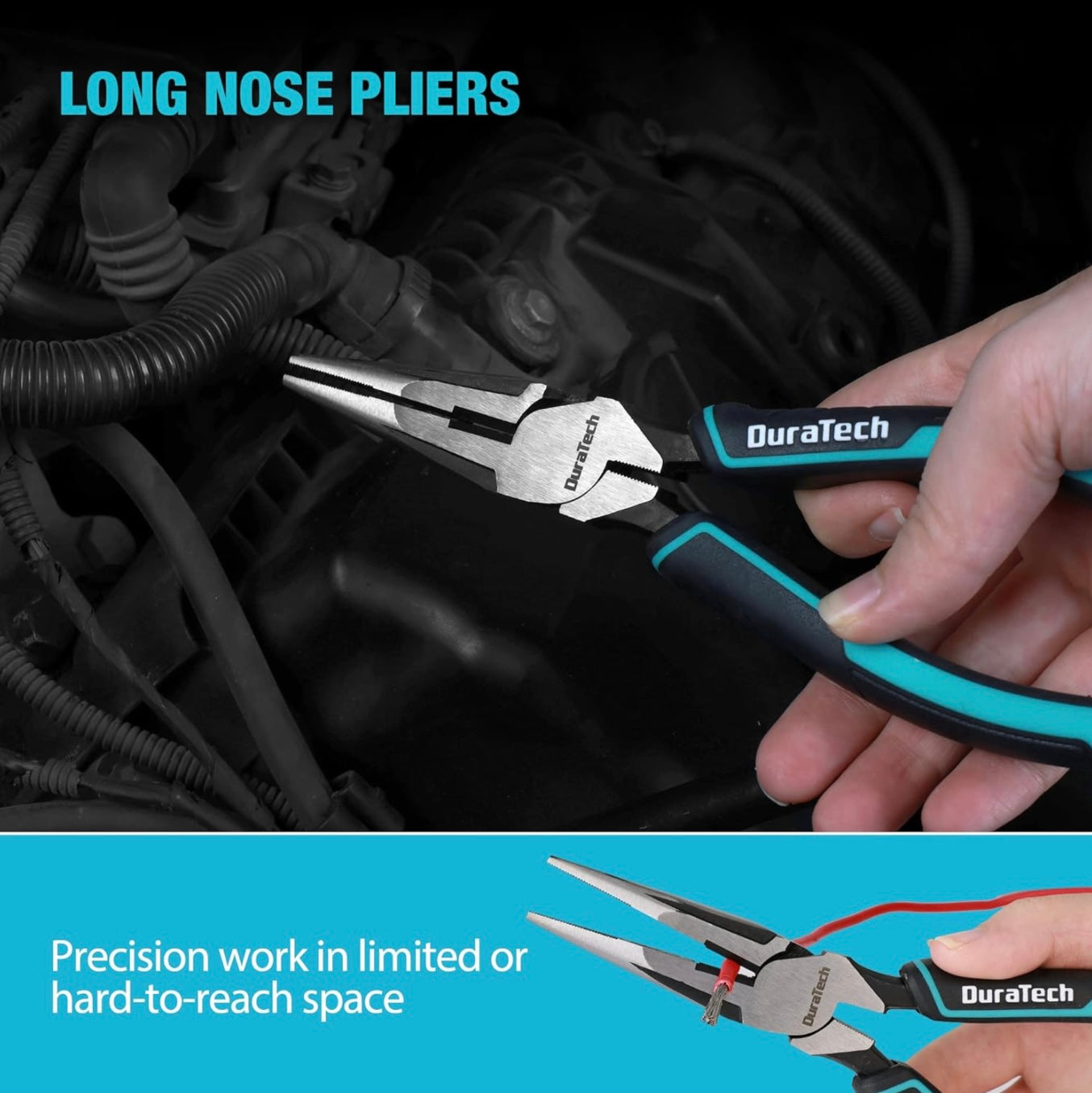 DURATECH 3PC Plier Set, Includes 8” Needle Nose Pliers, 8” Slip Joint Pliers and 7” Diagonal Pliers