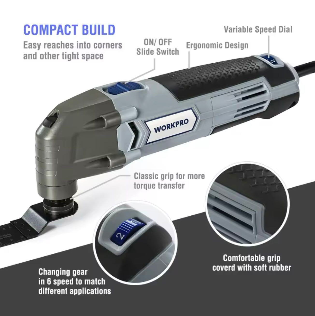WORKPRO 300W Oscillating Power Tool Set