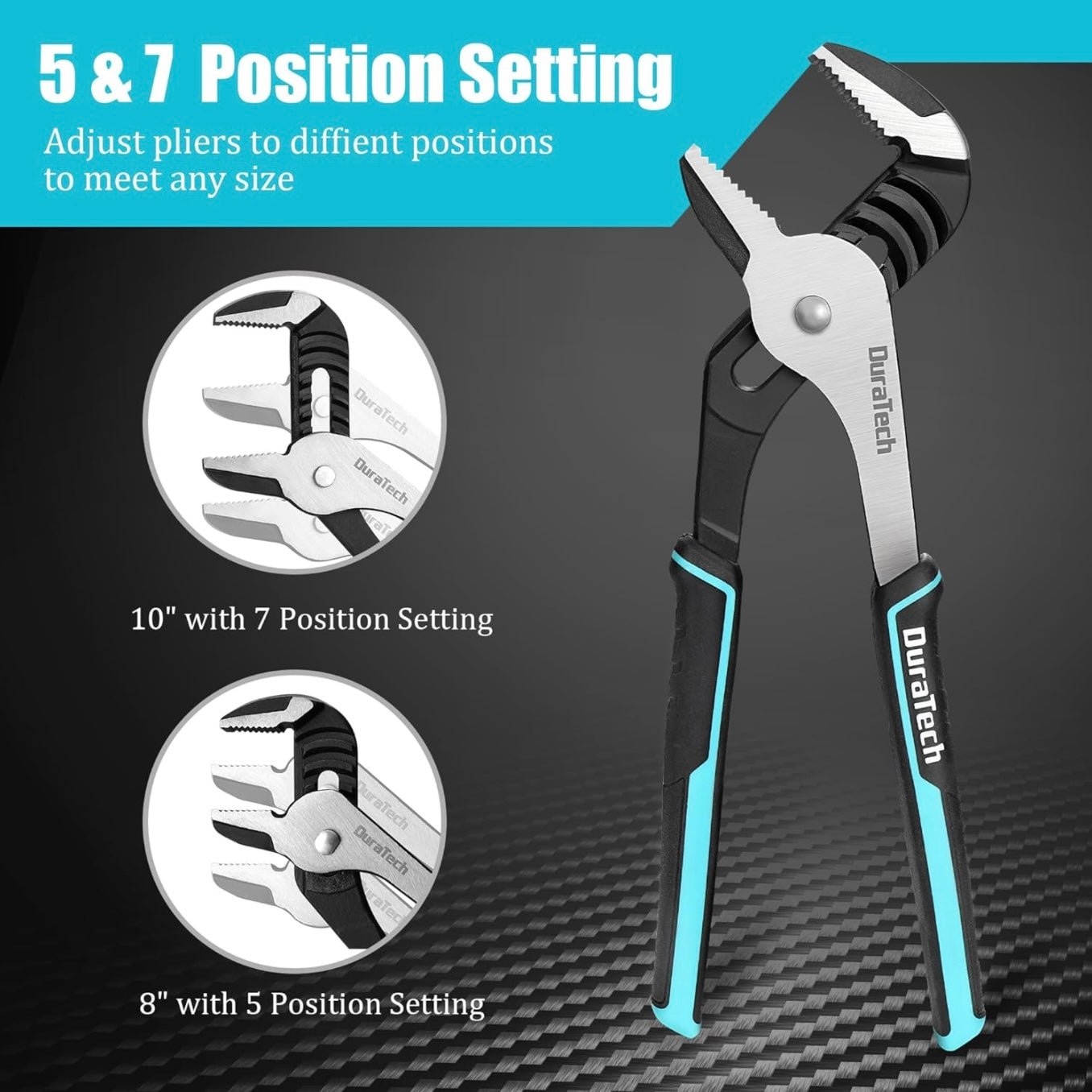 DURATECH 2PC 8” + 10” Adjustable Groove Joint Pliers Set with Rolling Pouch